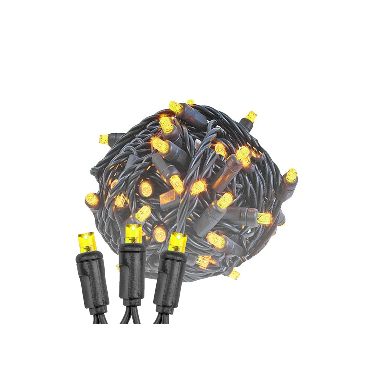 Novelty Lights 11ft Christmas String Lights, 50 LED Bulbs on Black Wire, 2.5" Spacing, Connectable Indoor Outdoor Commercial Grade Lighting for