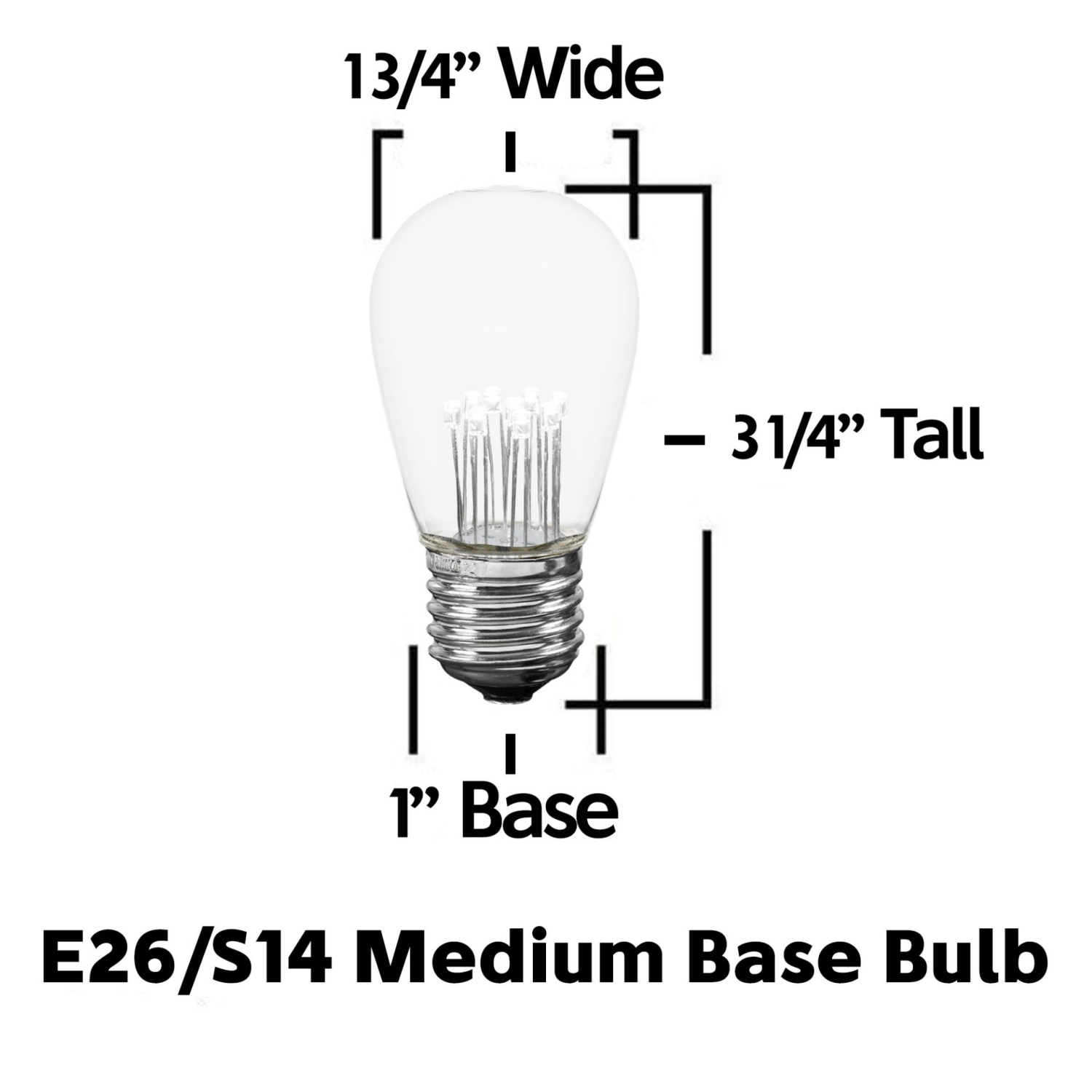 Ampoules de rechange pour patio Edison LED S14, culot moyen E26, 1 W