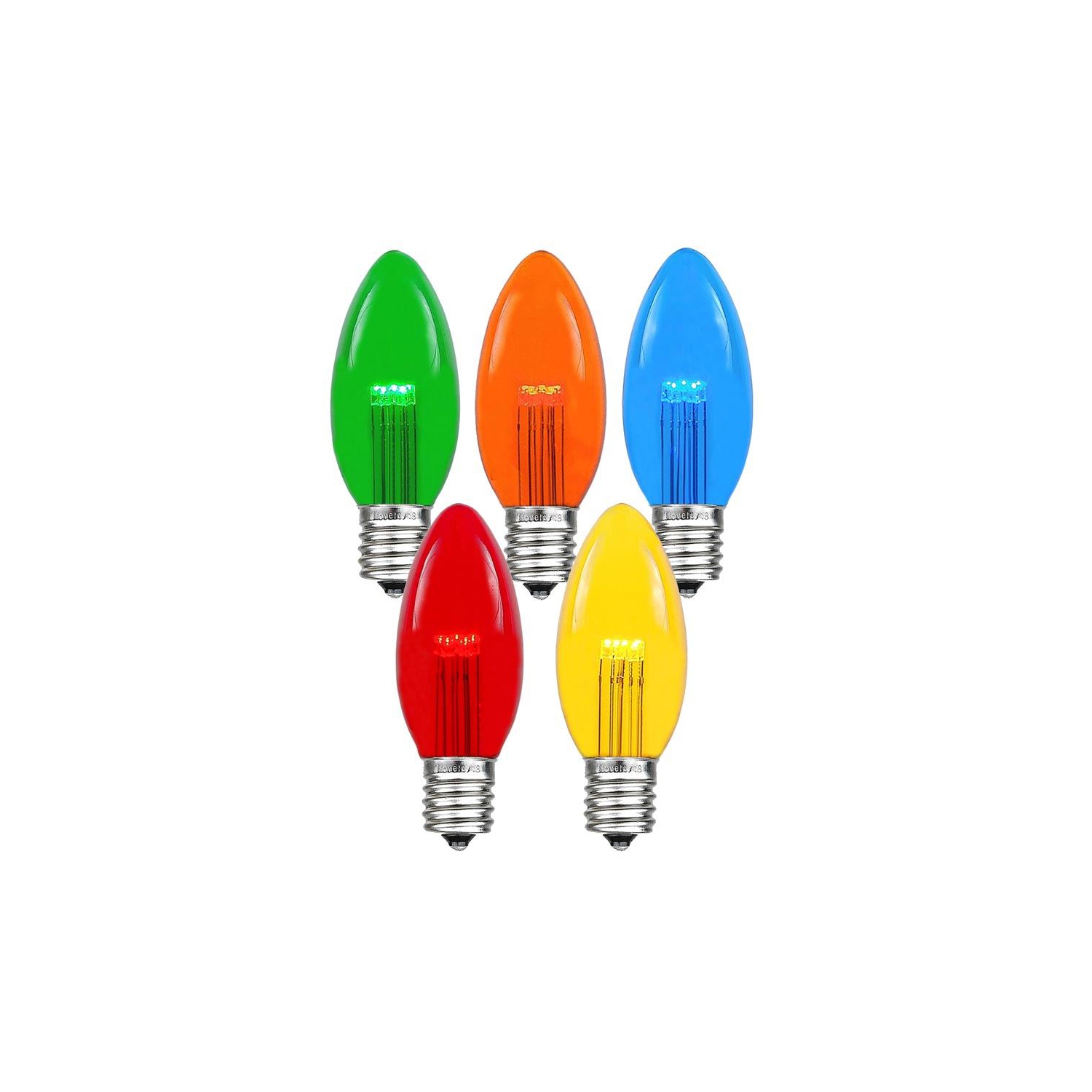 Novelty Lights 5 Pack C9 LED Outdoor String Light Patio Christmas Replacement Bulbs, C9/E17 Base, .75 Watt