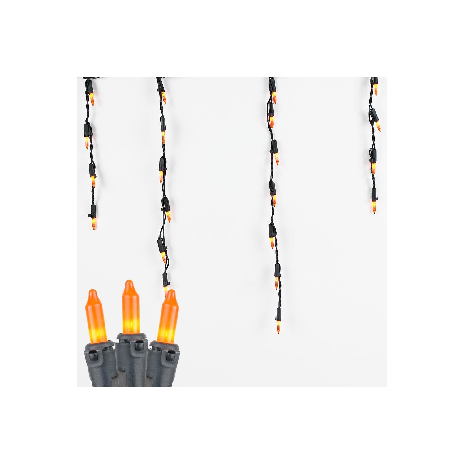 Novelty Lights 9 Foot Outdoor Halloween Icicle Light Set, Black Wire, Medium Drop, 100 Light