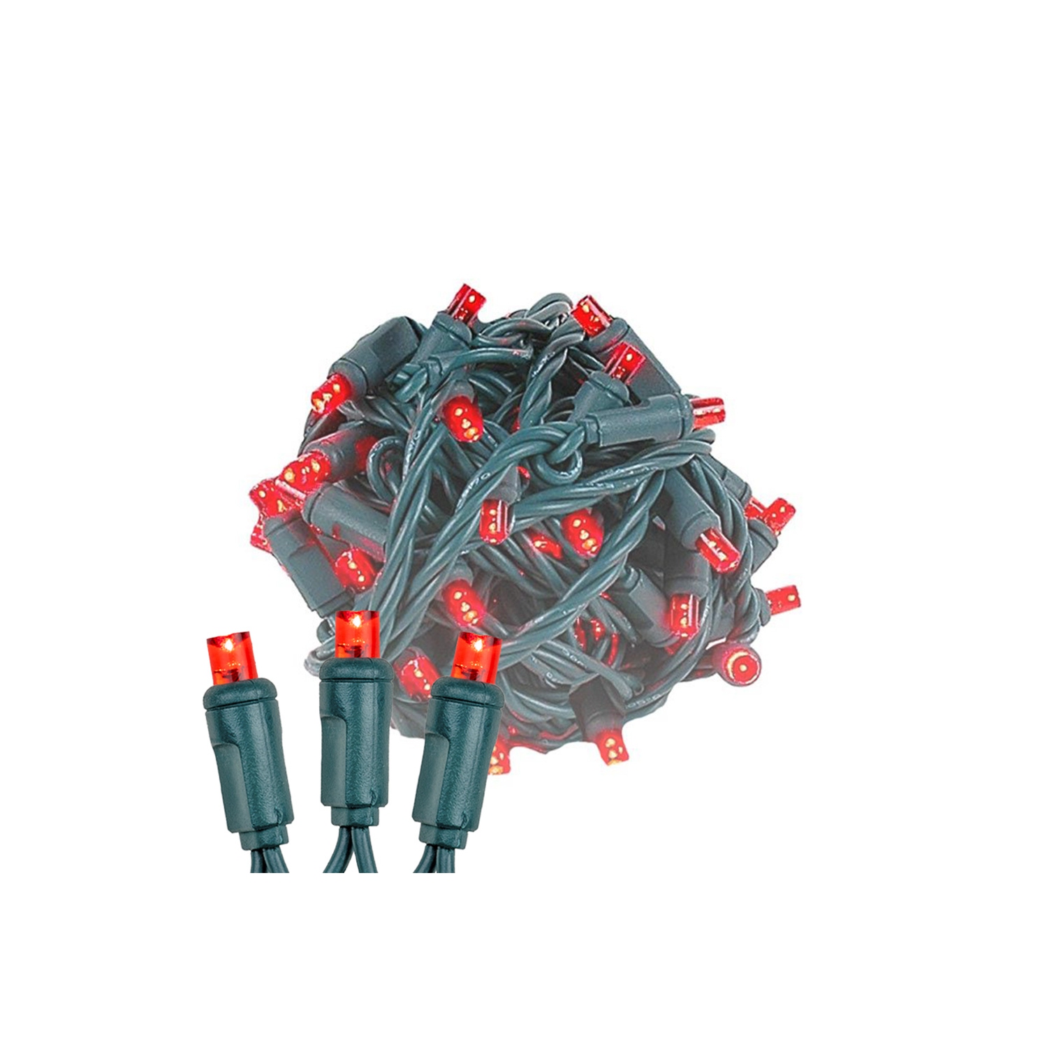 Novelty Lights 17ft 50 LED Christmas Lights Outdoor/Indoor, 4" Spacing, Green Wire String Lights for Festive Xmas Lighting, IP55, UL Listed,