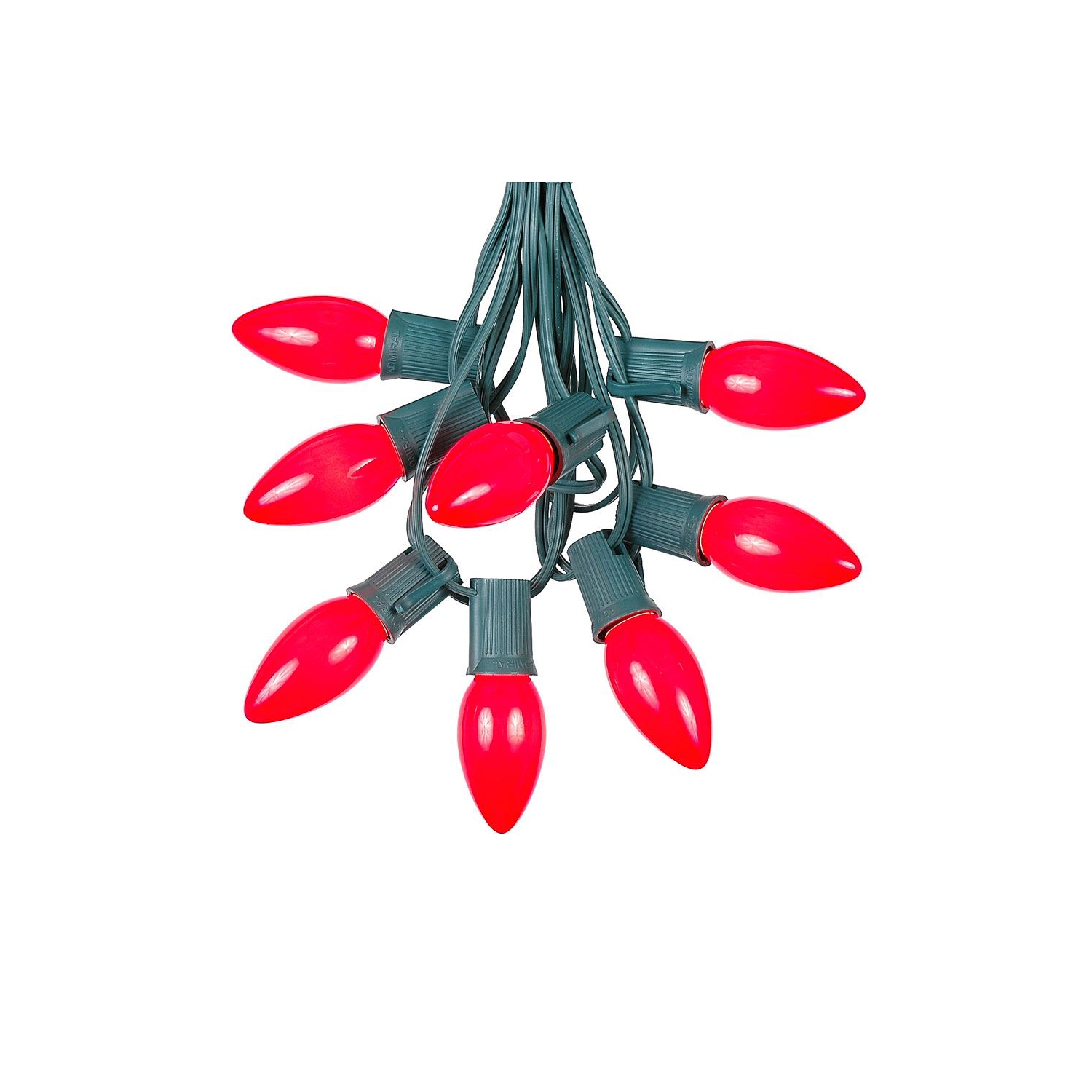 25 Foot C9 Ceramic Christmas String Light Set - Outdoor Christmas Light String - – Opaque Christmas Bulbs - Roofline Light String – Outdoor String