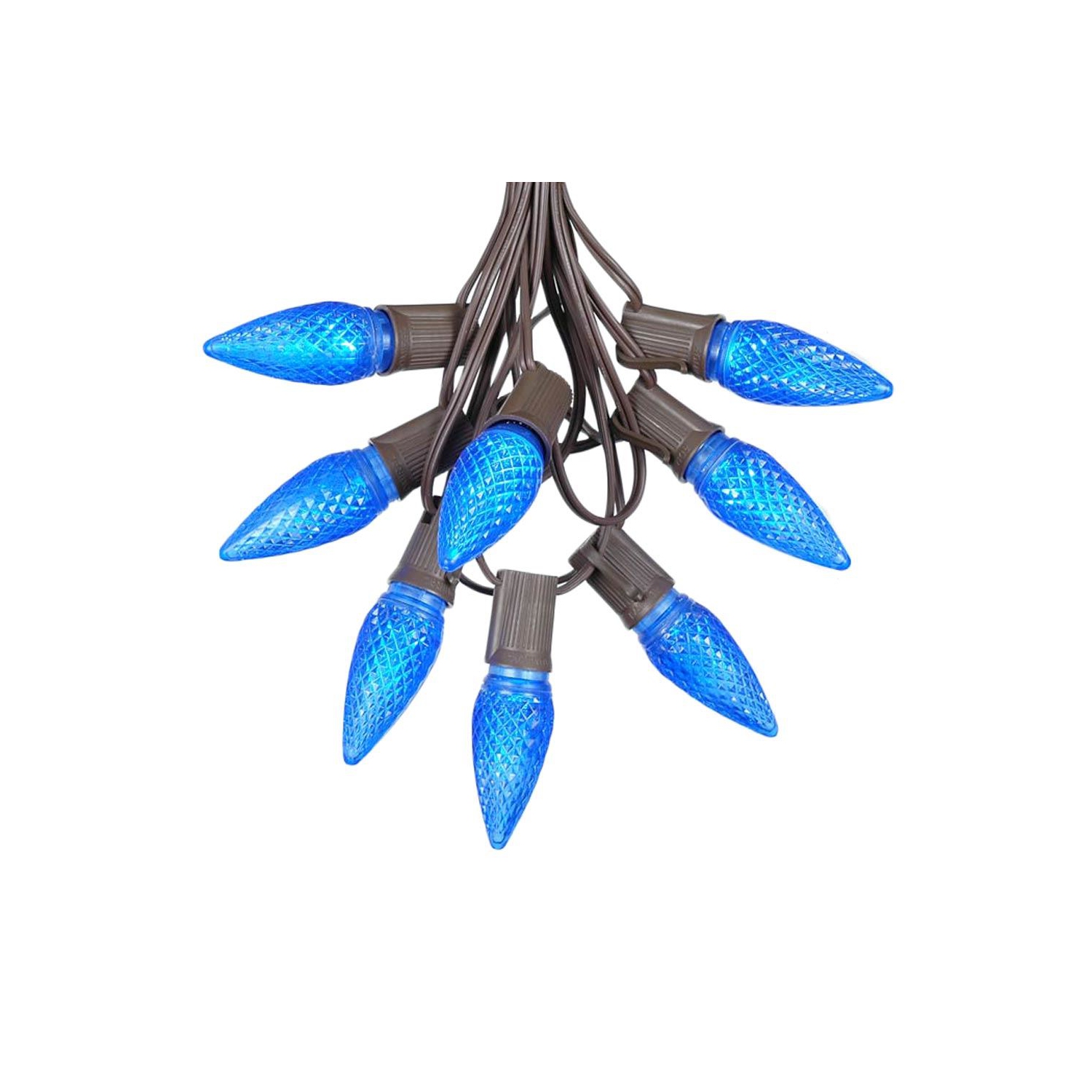 25 Foot C9 LED Outdoor Lighting Patio Christmas String Light Set, Brown Wire, 25 Bulbs