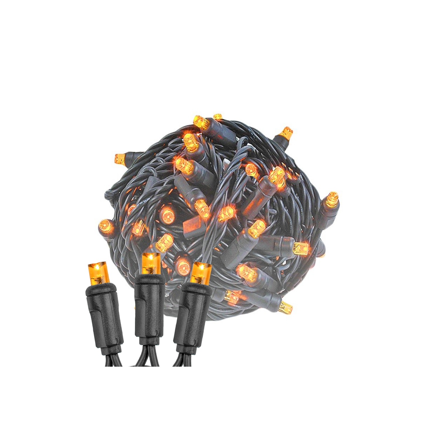 Novelty Lights 11ft Christmas String Lights, 50 LED Bulbs on Black Wire, 2.5" Spacing, Connectable Indoor Outdoor Commercial Grade Lighting for