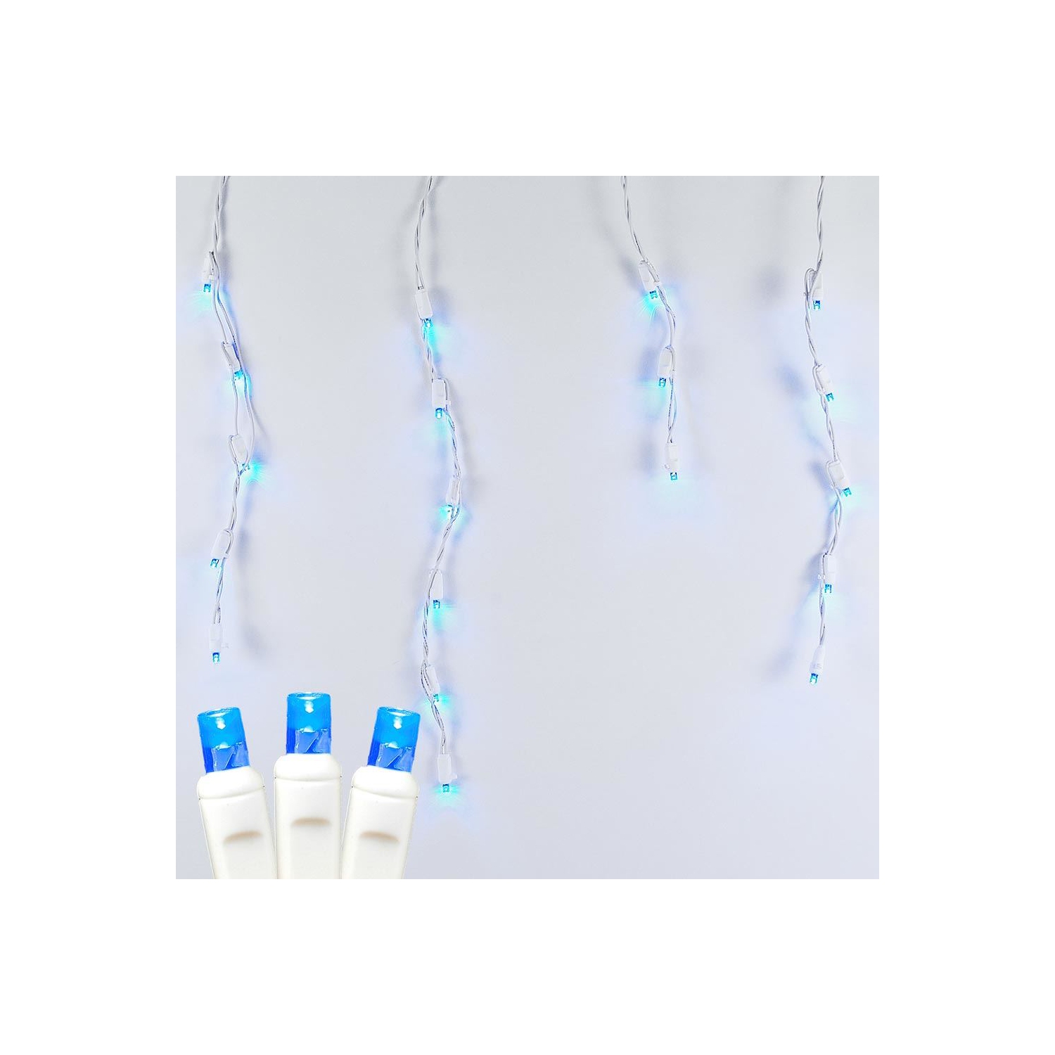 Glaçons lumineux à DEL de Noël de fantaisie, blanc chaud, grand angle de 5MM mm, fil blanc, 7,5 pi de long 70 lumière