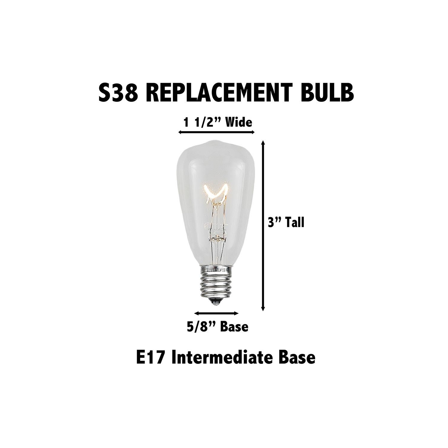 Novelty Lights 25 Pack G50 Outdoor Patio Globe Replacement Bulbs, E17/C9 Intermediate Base, 7 Watt