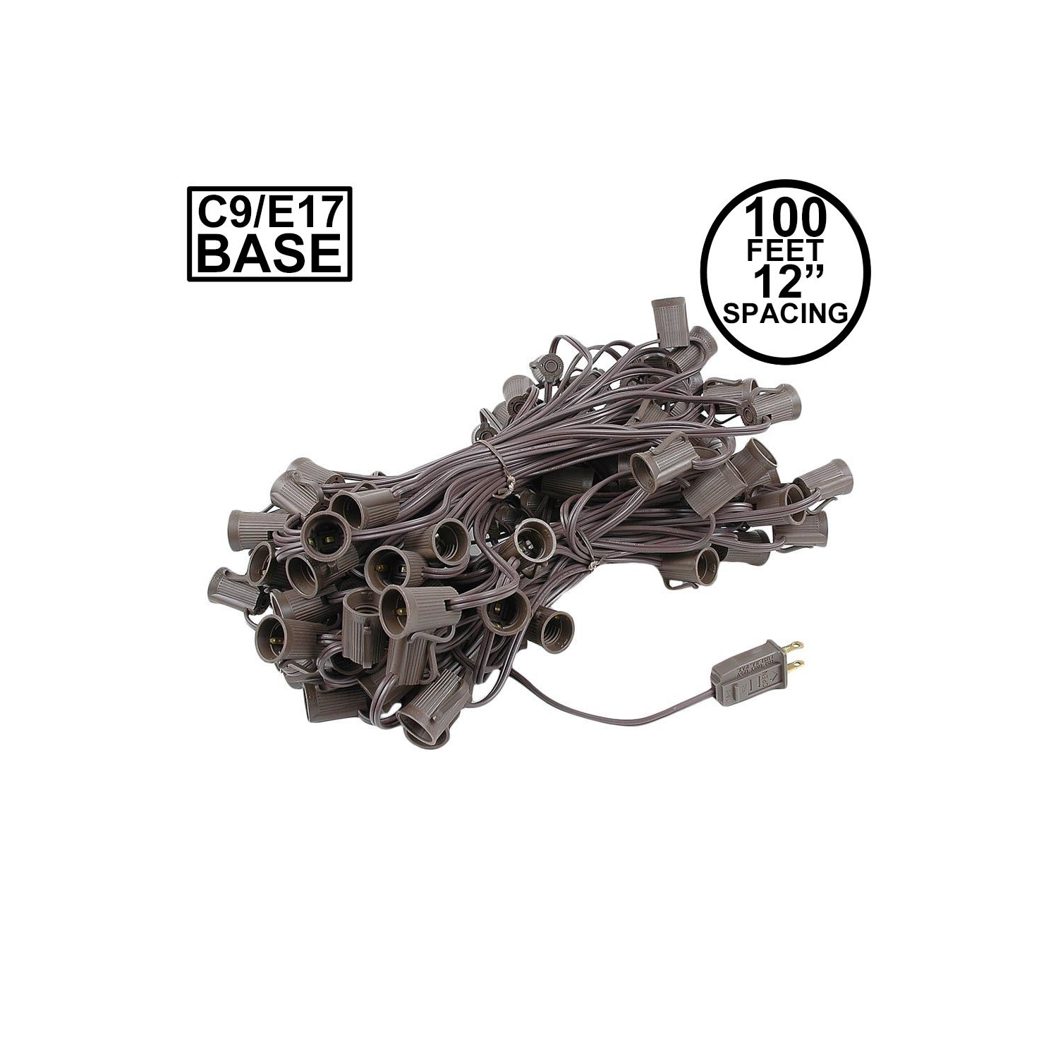 Novelty Lights 100 Foot C9 Outdoor String Light Christmas Stringer - Patio String Lights - Intermediate Base