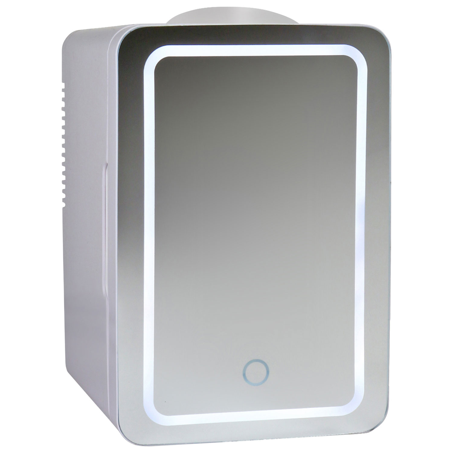 Koolatron 0.21 Cu. Ft. Freestanding Mini Fridge with Lighted Makeup Mirror - Silver