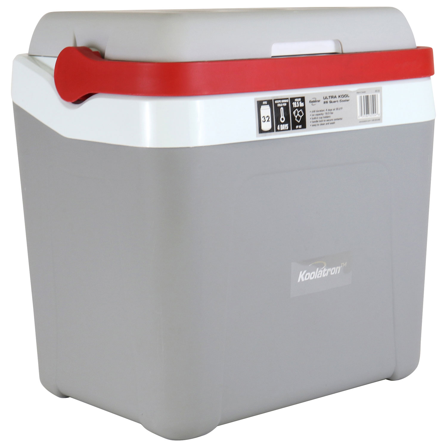Koolatron Ultra Kool Travel Hard Sided Cooler - 25 Litres - Grey/Red