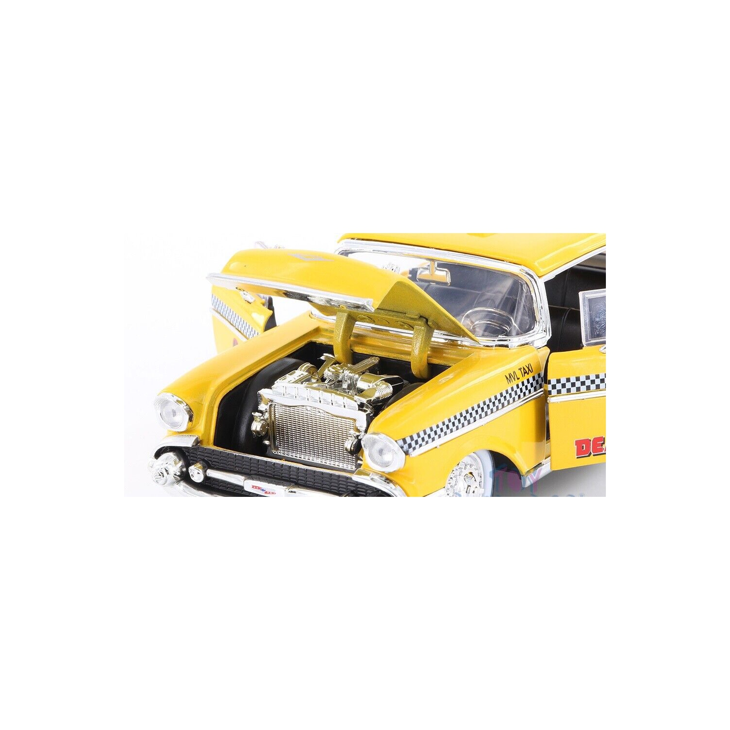 1957 Chevy Bel Air Taxi with Deadpool Diecast Figure, Deadpool - Jada 30290 - 1/24 scale Diecast Model Toy Car