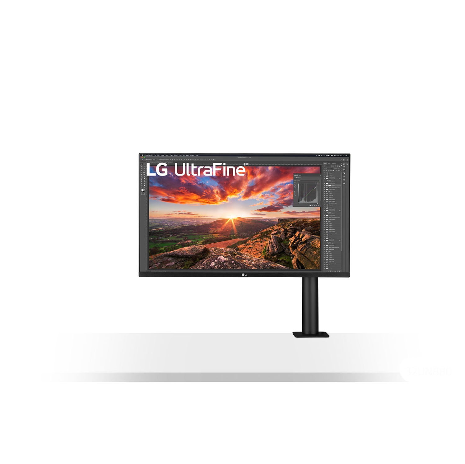 Open Box – LG 32" UHD 4K (3840*2160) IPS HDR, D65 95%, w/ C-Clamp Extend/Retract/Swivel/Pivot/Height/Tilt, USB-C, HDMI, DP, Speakers Monitor 32UN880-B
