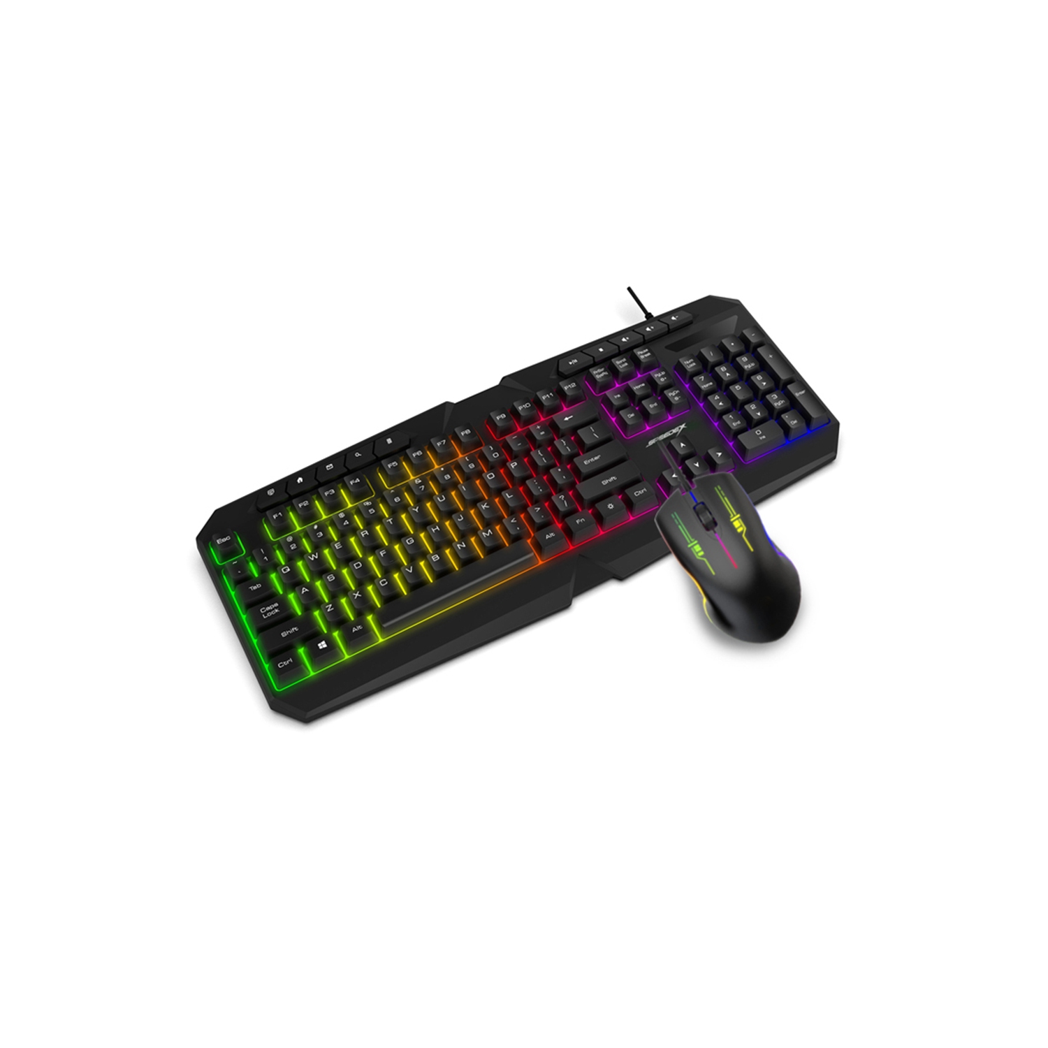 Speedex 3-in-1 Multimedia rainbow backlight USB wired keyboard with Mouse and mouse Pad combo set