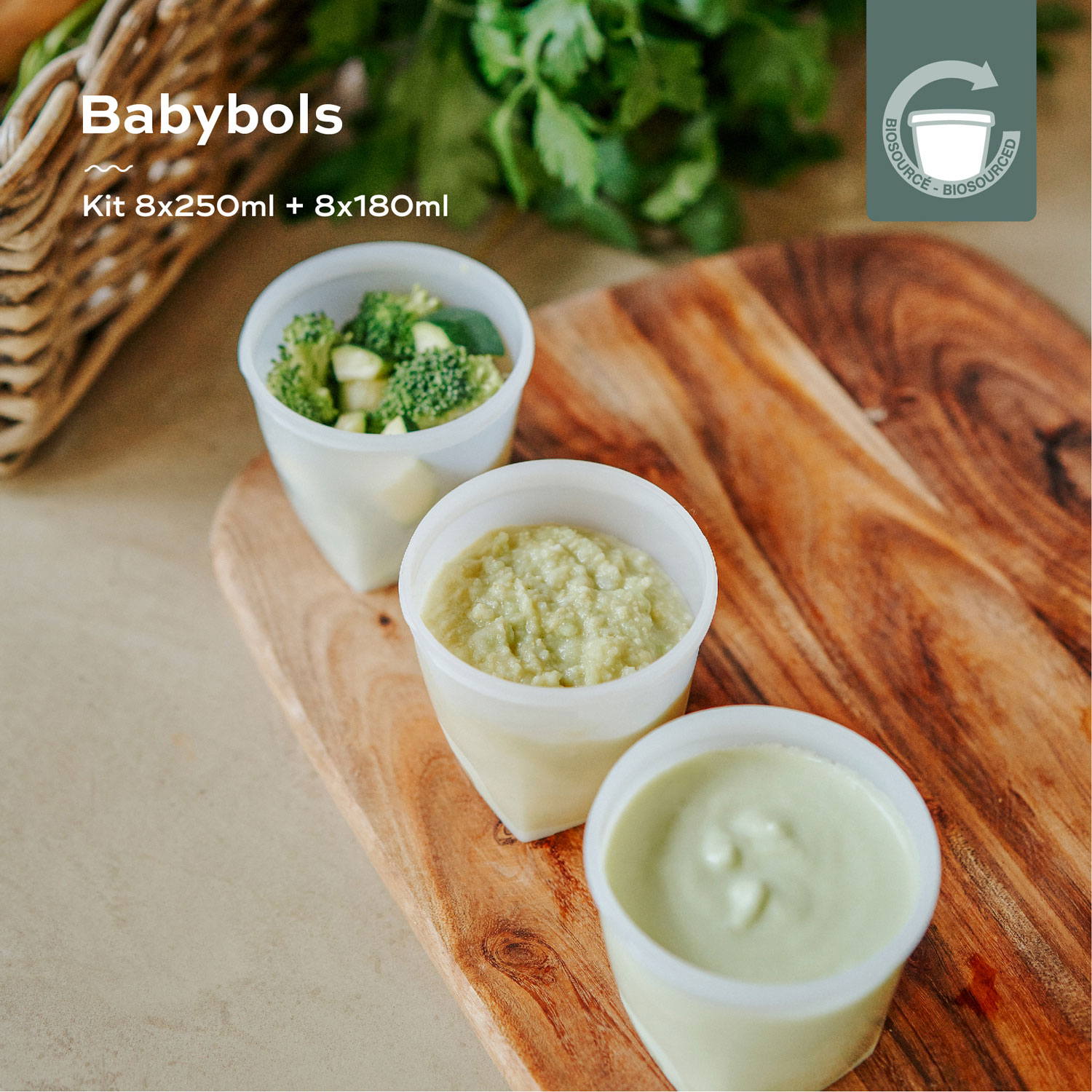 Bols de conservation biosourcés de 8,45 oz Babybowls de Babymoov - Ensemble de 8
