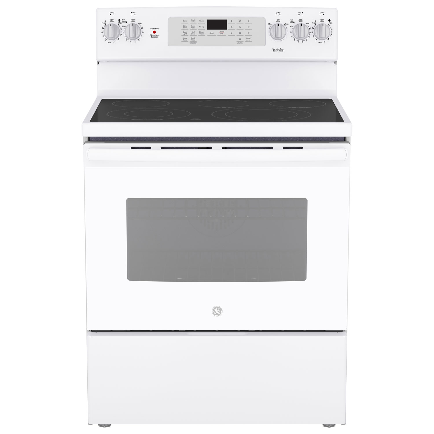 Cuisinière électrique autonome 5 éléments convection véritable, friture l'air 5 pi³ 30 po GE -Blanc
