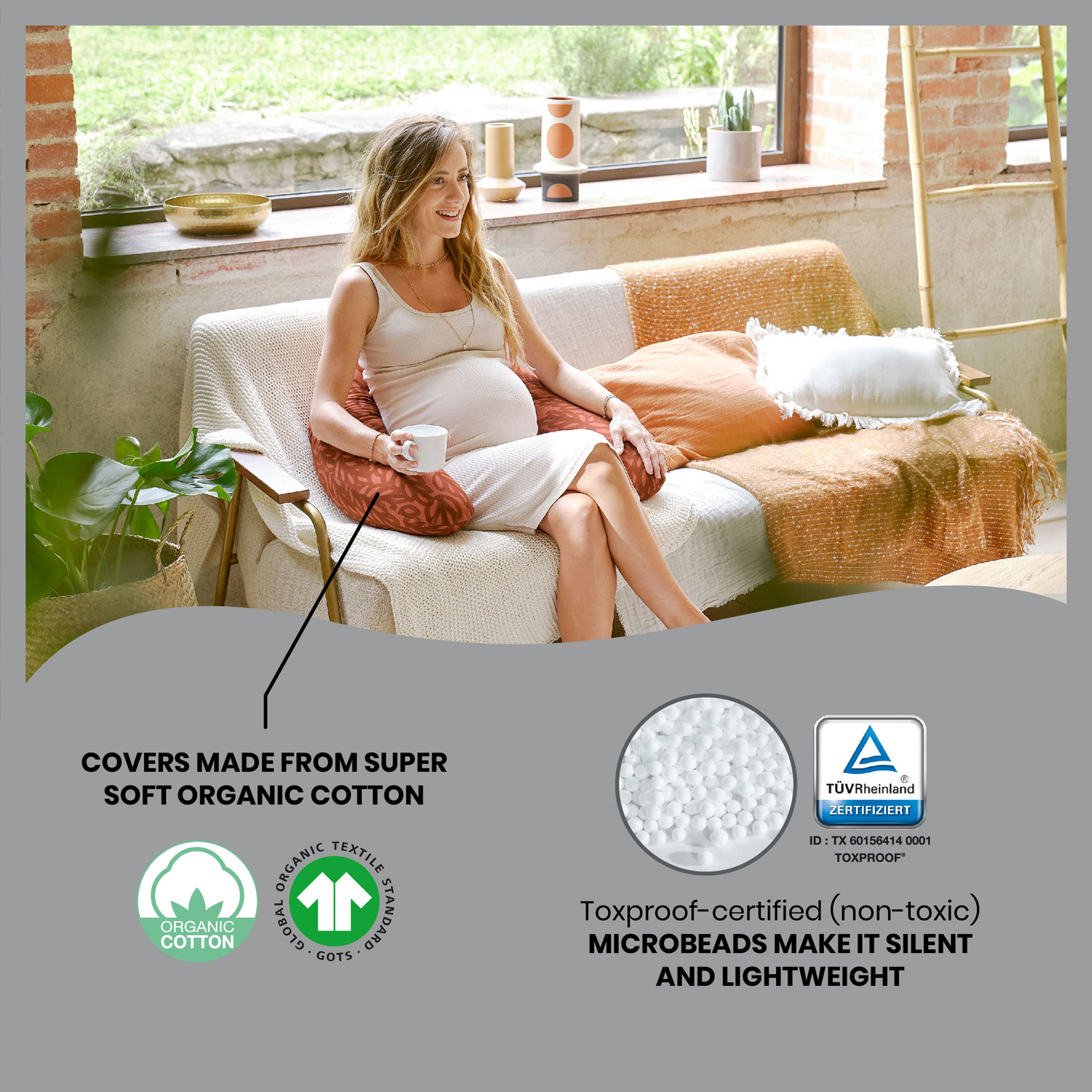 Coussin de maternité et d'allaitement 2-en-1 B.Love de Babymoov - Terre cuite