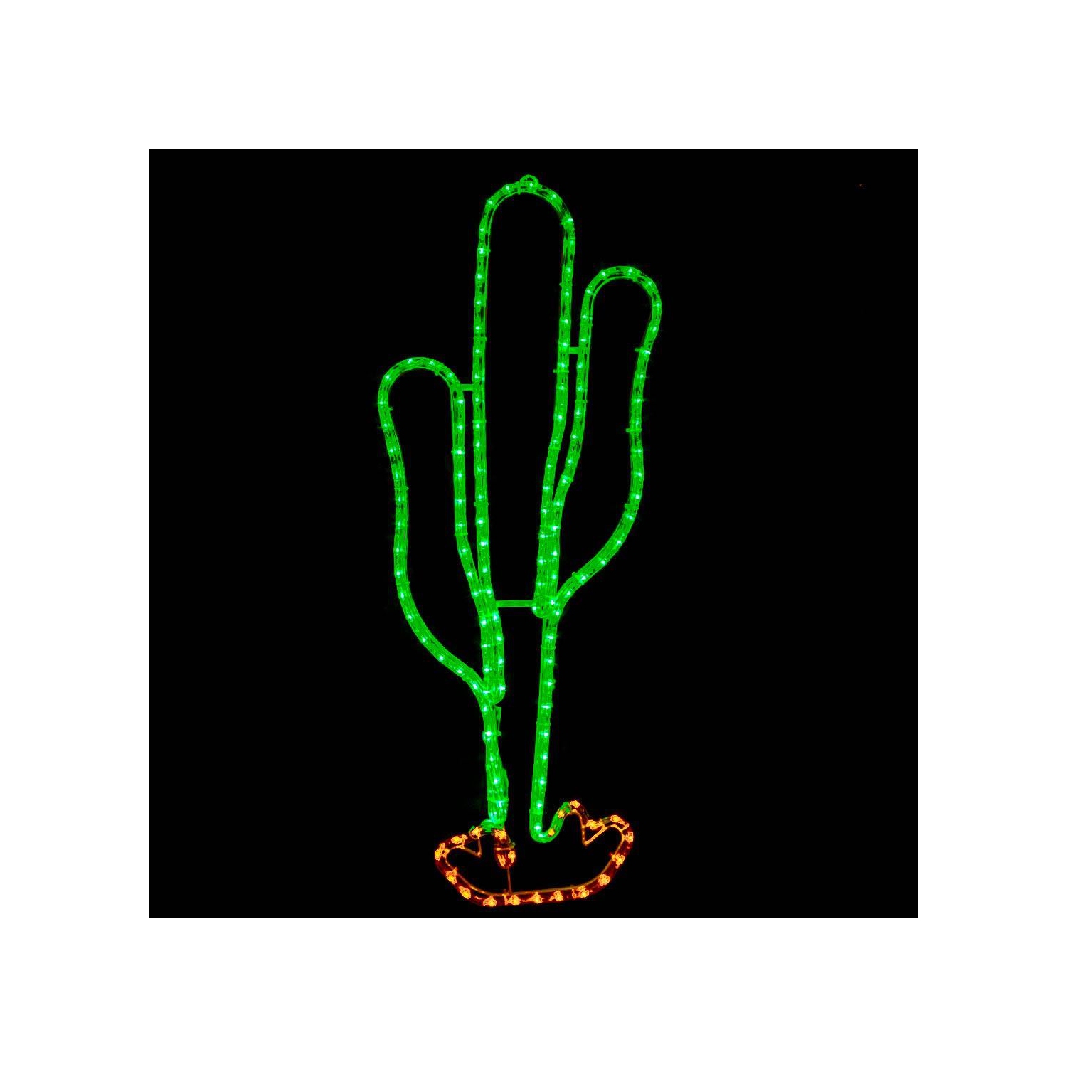 Sculpture de corde de cactus vert et jaune à motif lumineux DEL de fantaisie, décorations du désert du Sud-Ouest