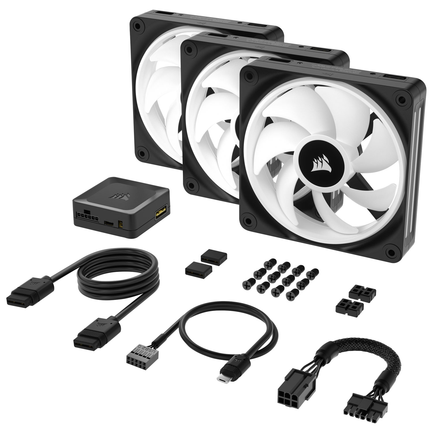 Trousse de démarrage à trois ventilateurs MID de 120 mm RVB iCUE Link QX120 de Corsair - Noir