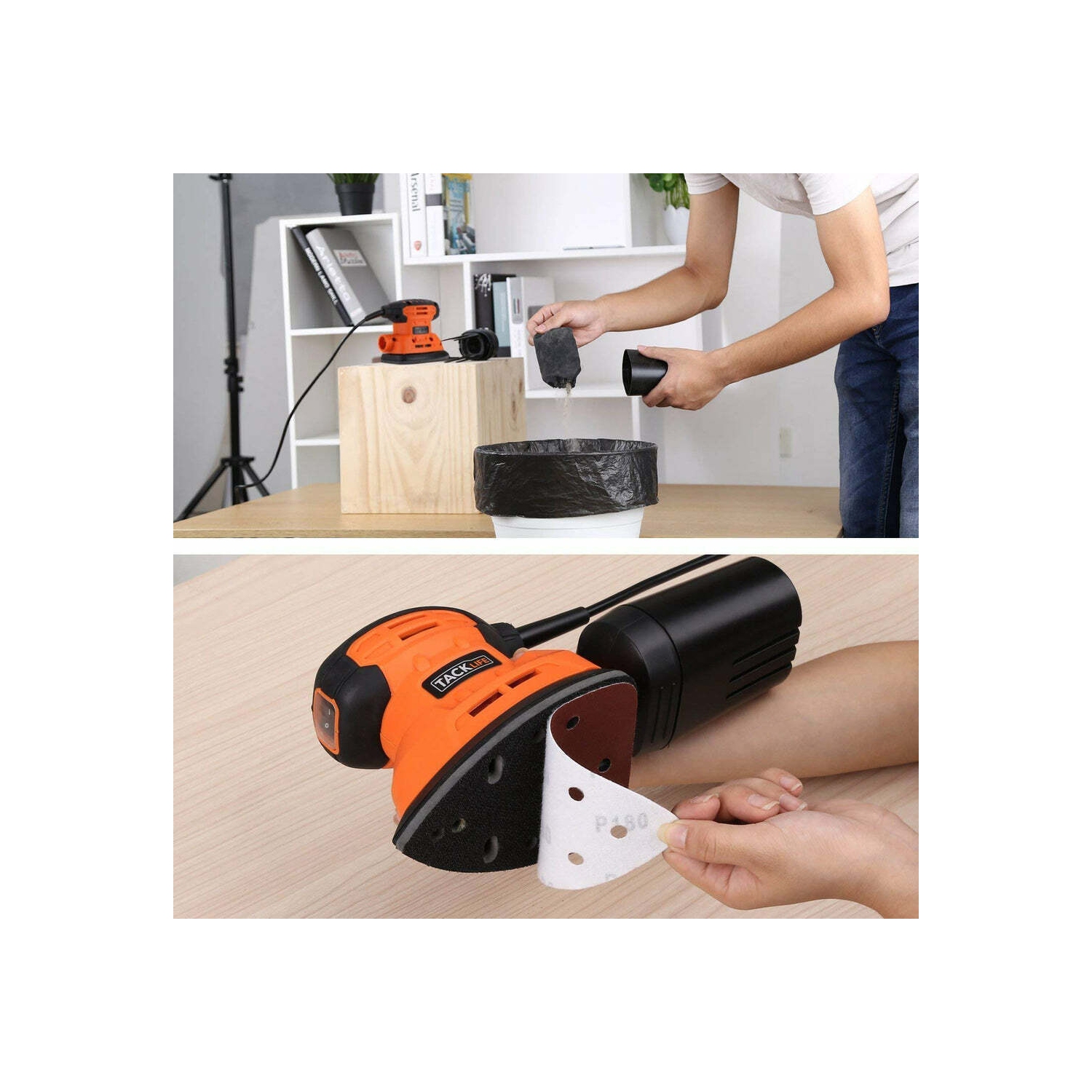 Tacklife PMS01A avec 12 pièces SandPapers Power Tools Mouse Sanders 12.000 OPM