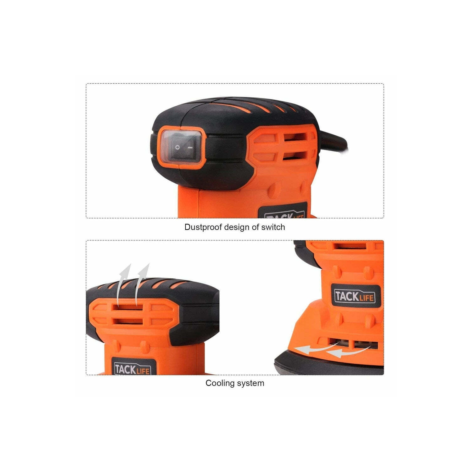 Tacklife PMS01A avec 12 pièces SandPapers Power Tools Mouse Sanders 12.000 OPM