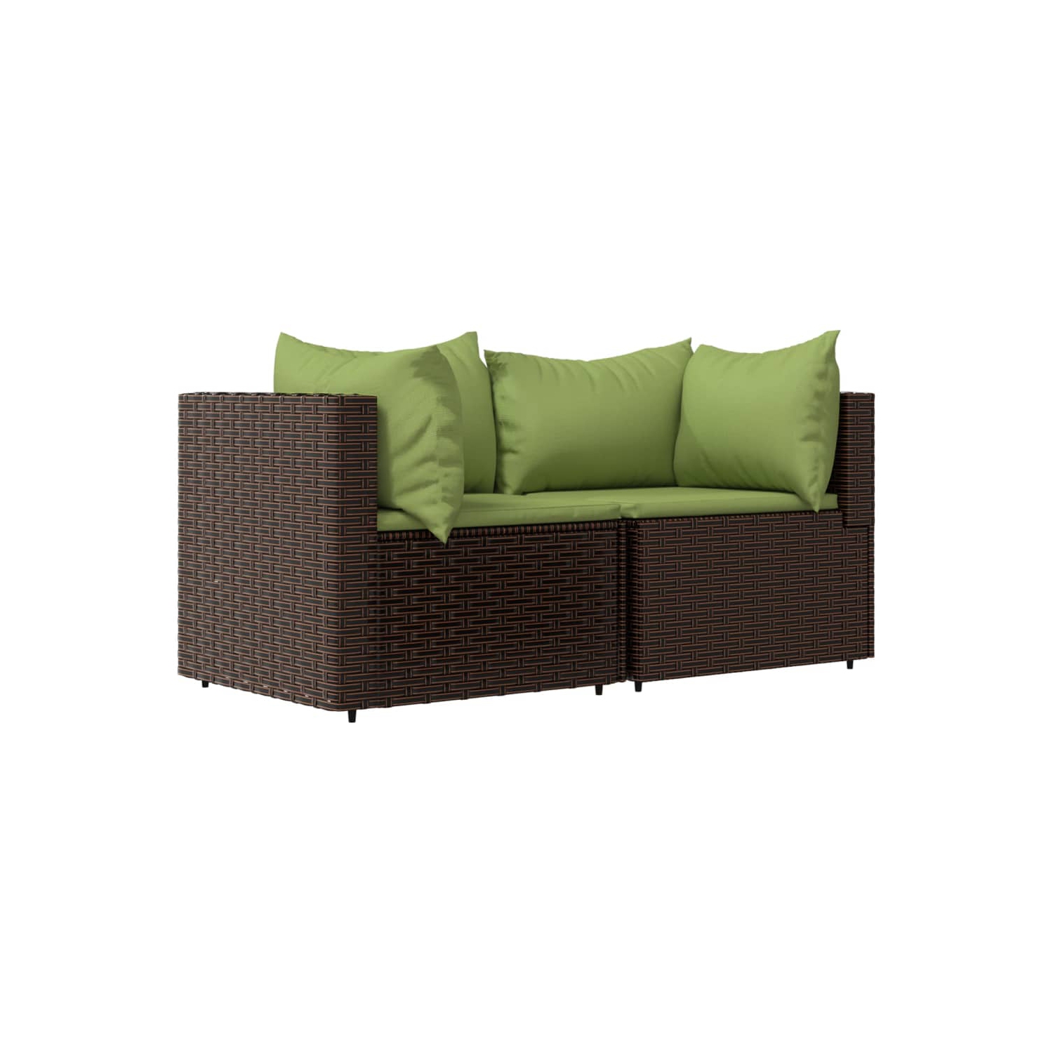 vidaXL Garden Corner Sofas with Cushions 2 pcs Brown Poly Rattan