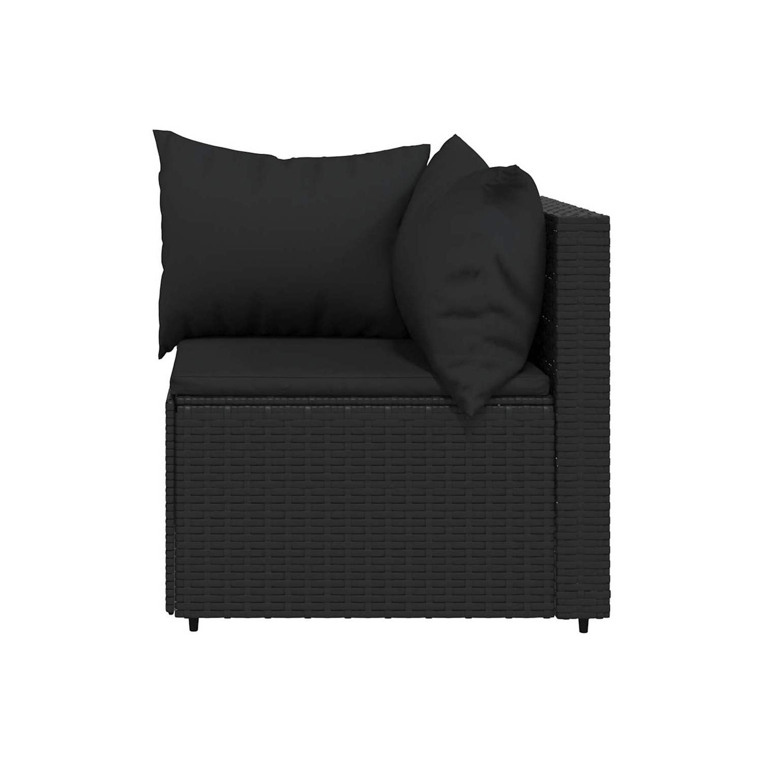 vidaXL 3 Piece Garden Lounge Set with Cushions Black Poly Rattan