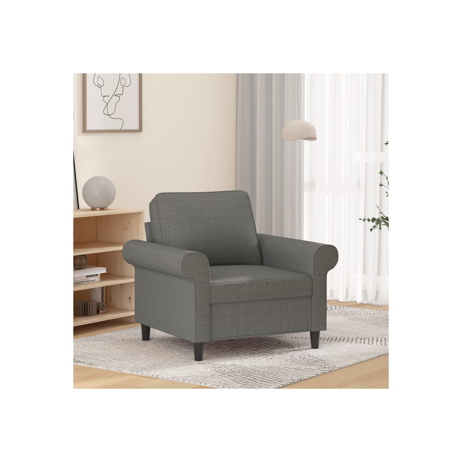 vidaXL Sofa Chair Dark Grey 60 cm Fabric