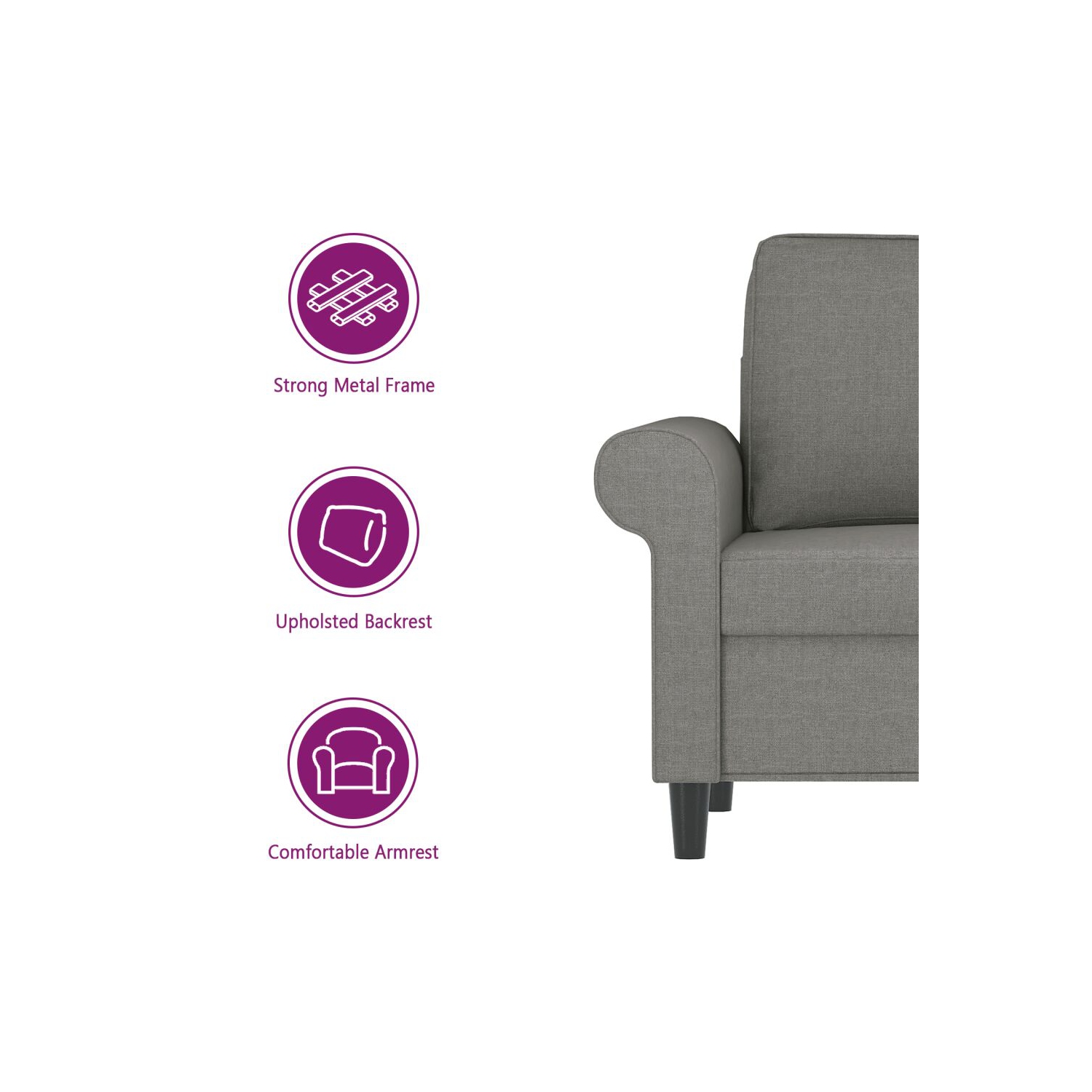 vidaXL Sofa Chair Dark Grey 60 cm Fabric