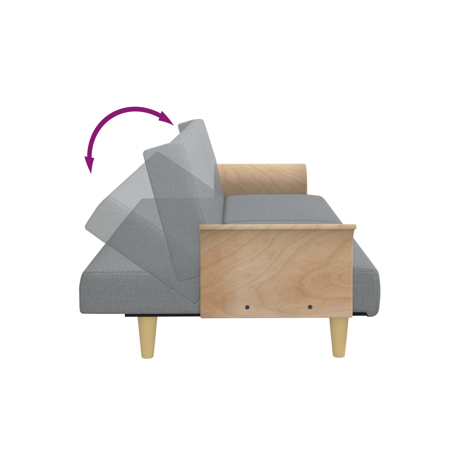 vidaXL Sofa Bed with Armrests Light Grey Fabric