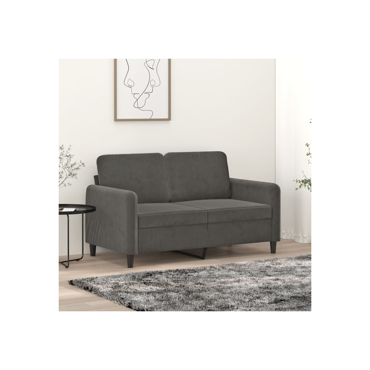 vidaXL 2-Seater Sofa Dark Grey 120 cm Velvet