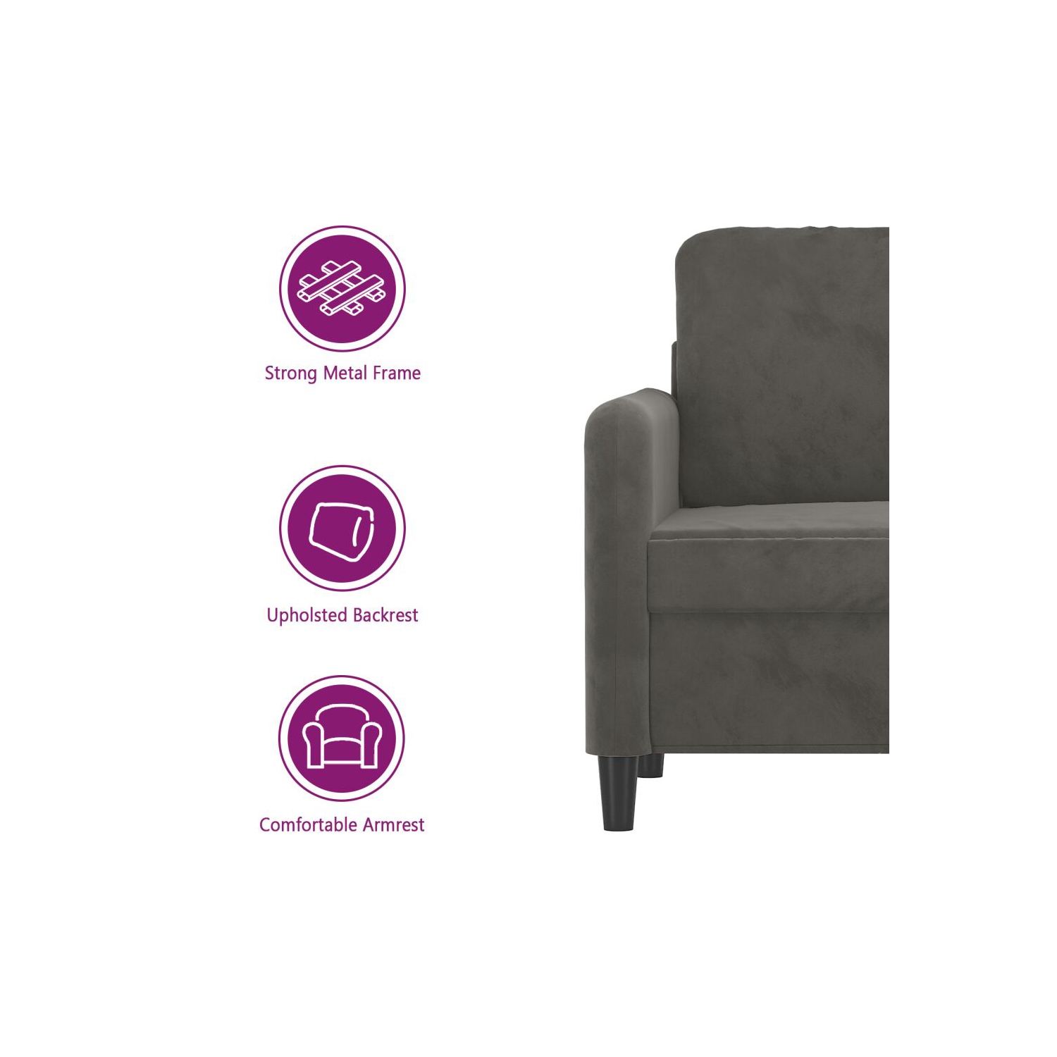 vidaXL 2-Seater Sofa Dark Grey 120 cm Velvet