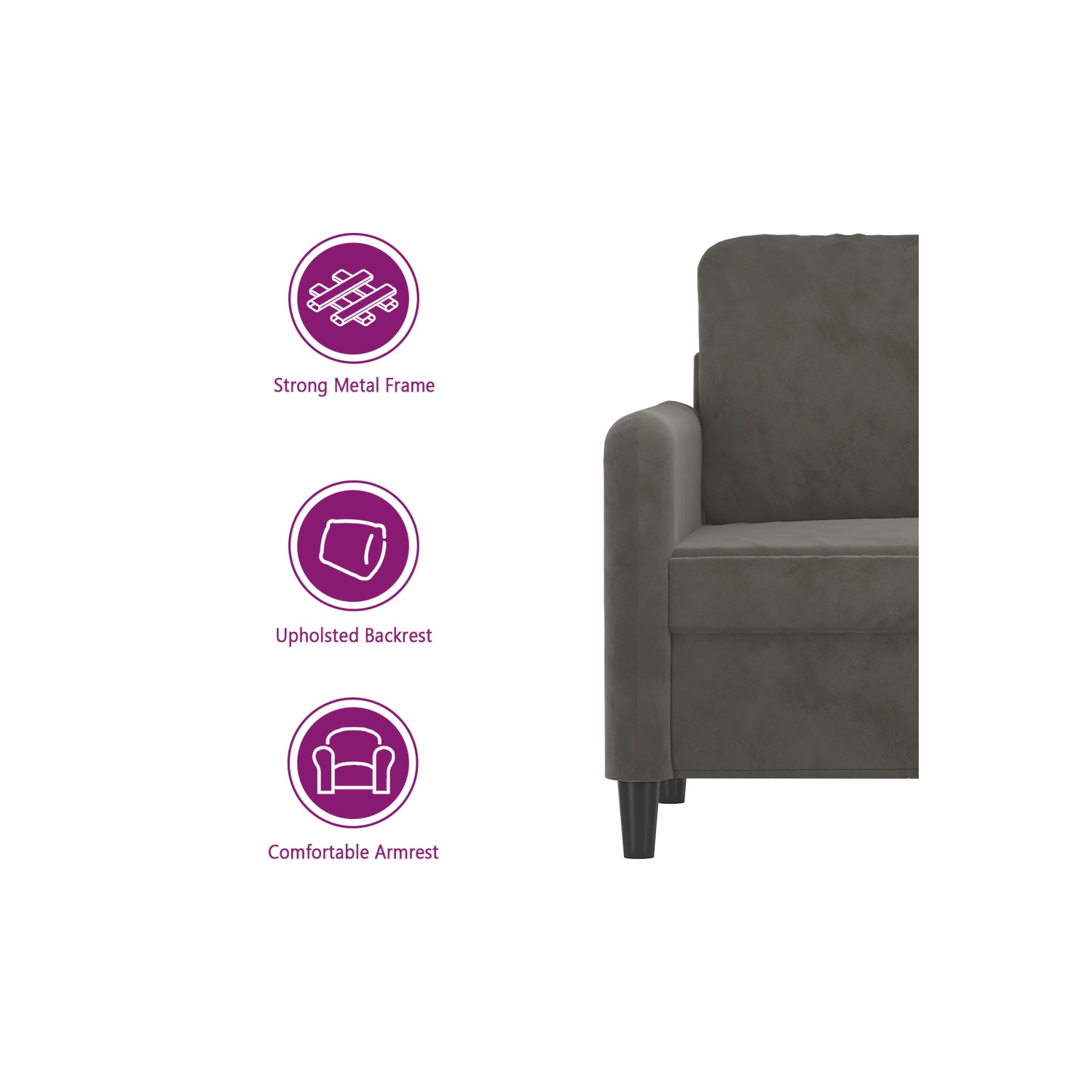 vidaXL 2-Seater Sofa Dark Grey 120 cm Velvet