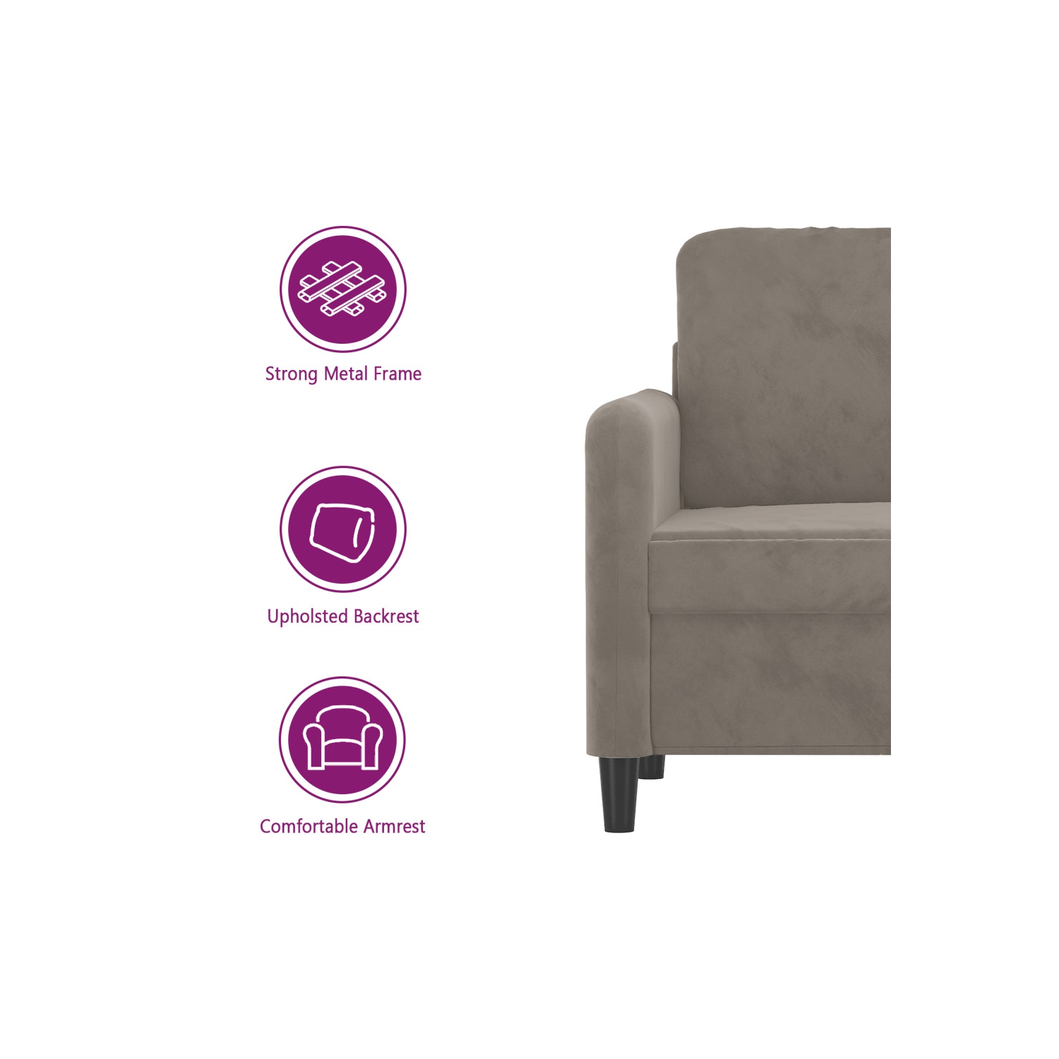 vidaXL Sofa Chair Light Grey 60 cm Velvet