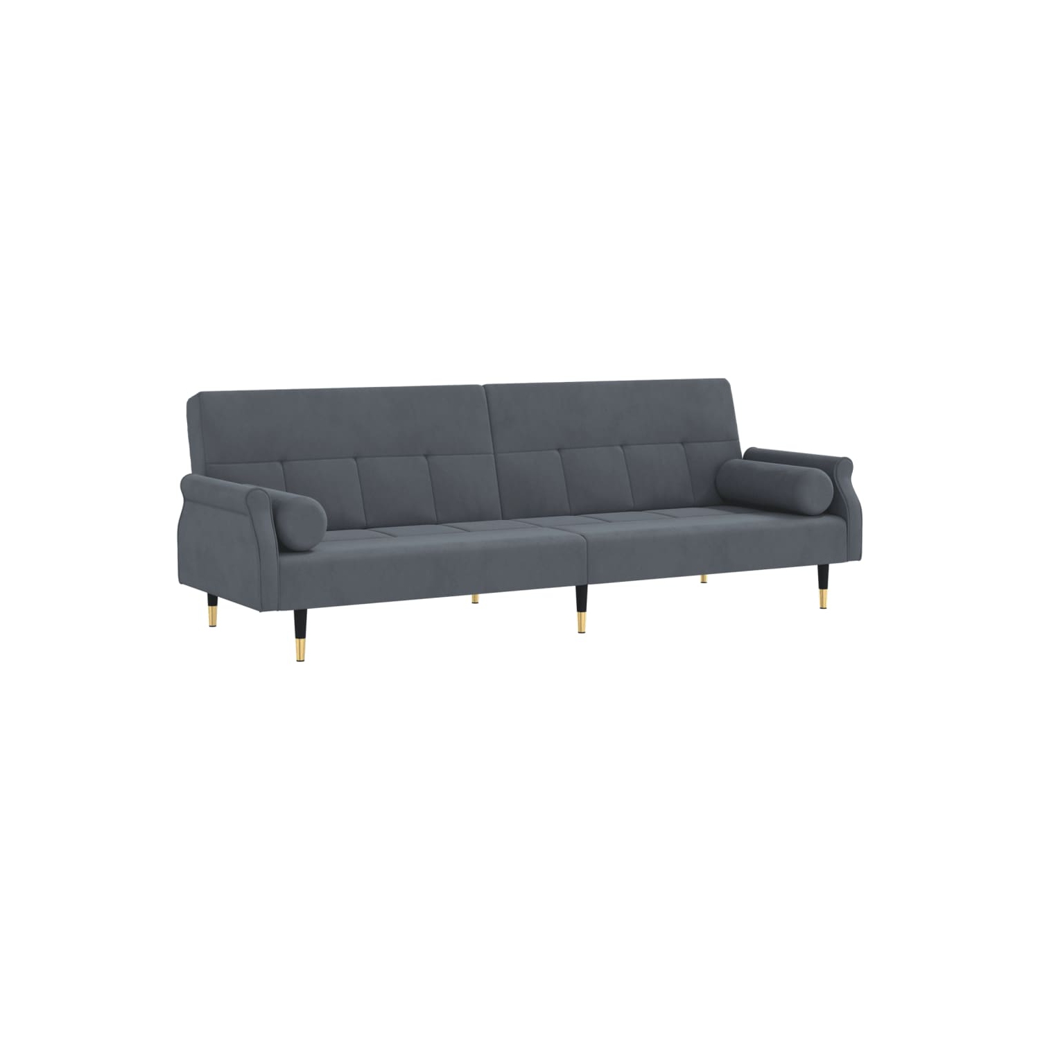 vidaXL Sofa Bed with Cushions Dark Grey Velvet