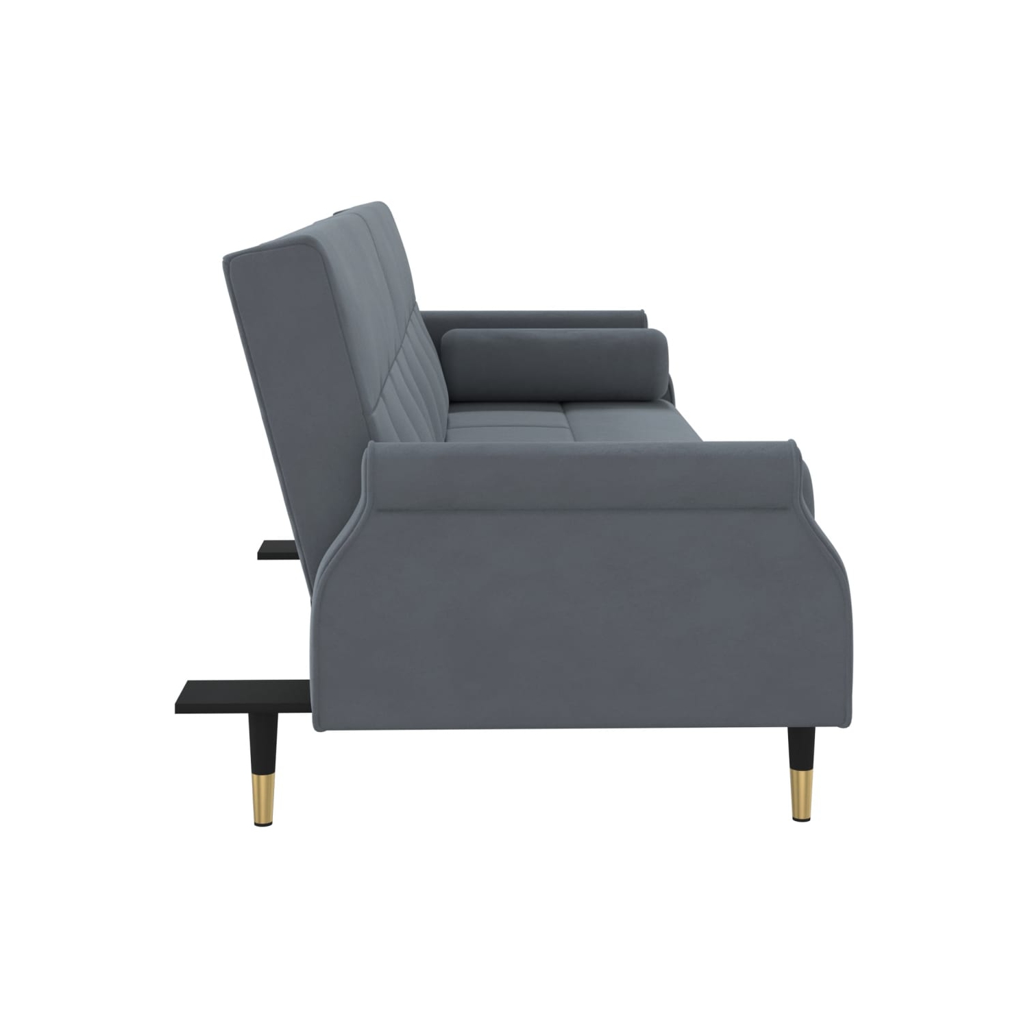 vidaXL Sofa Bed with Cushions Dark Grey Velvet