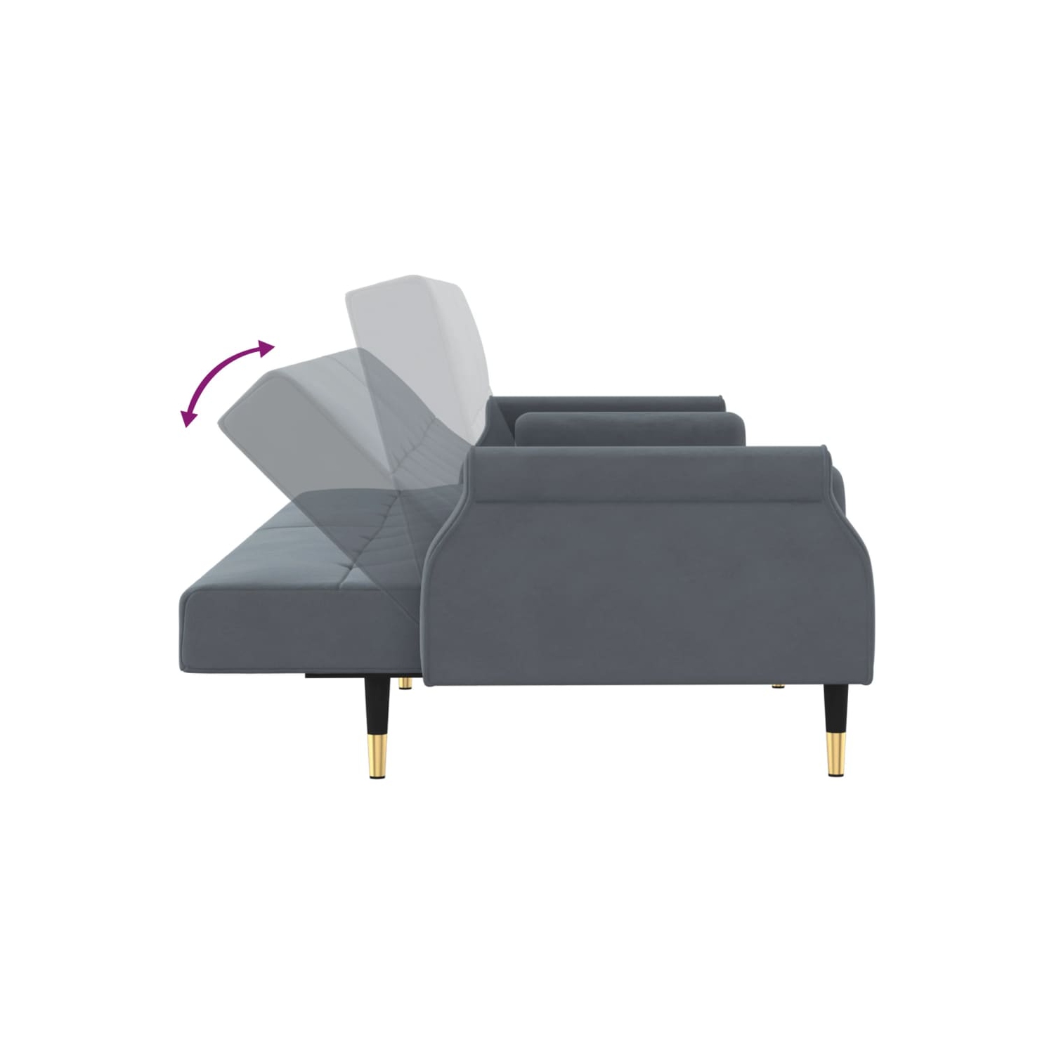 vidaXL Sofa Bed with Cushions Dark Grey Velvet