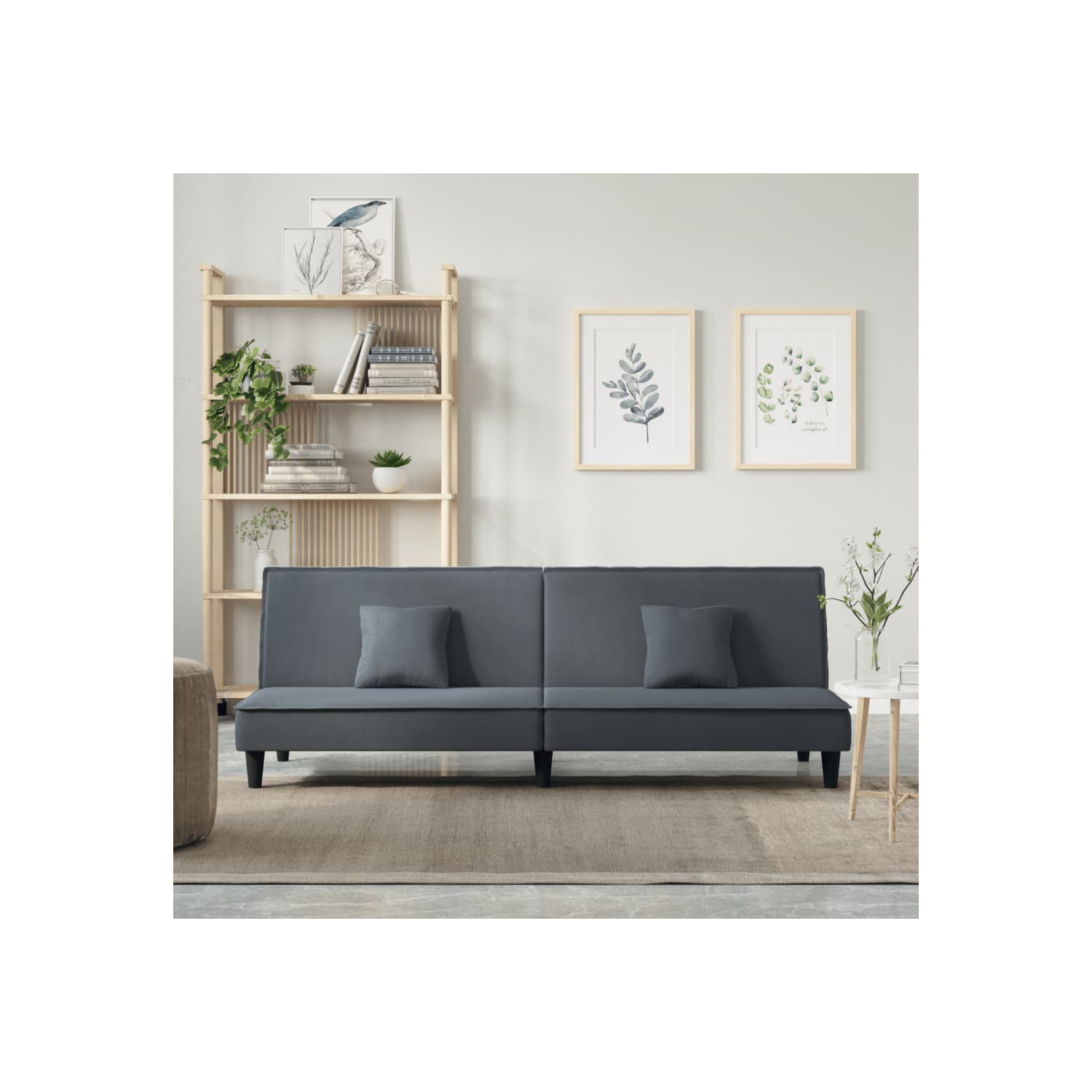 vidaXL Sofa Bed Dark Grey Velvet