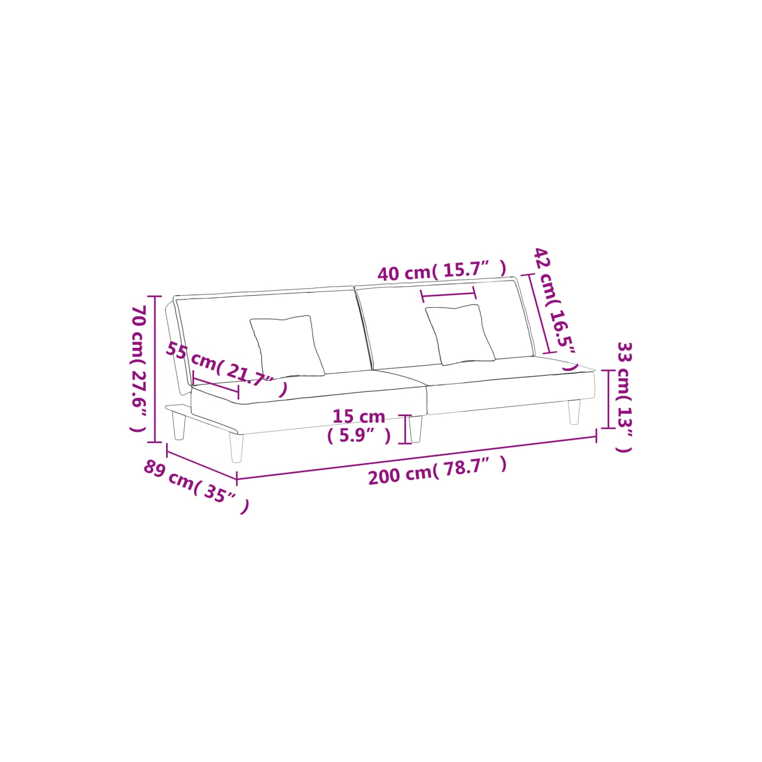 vidaXL Sofa Bed Dark Grey Velvet