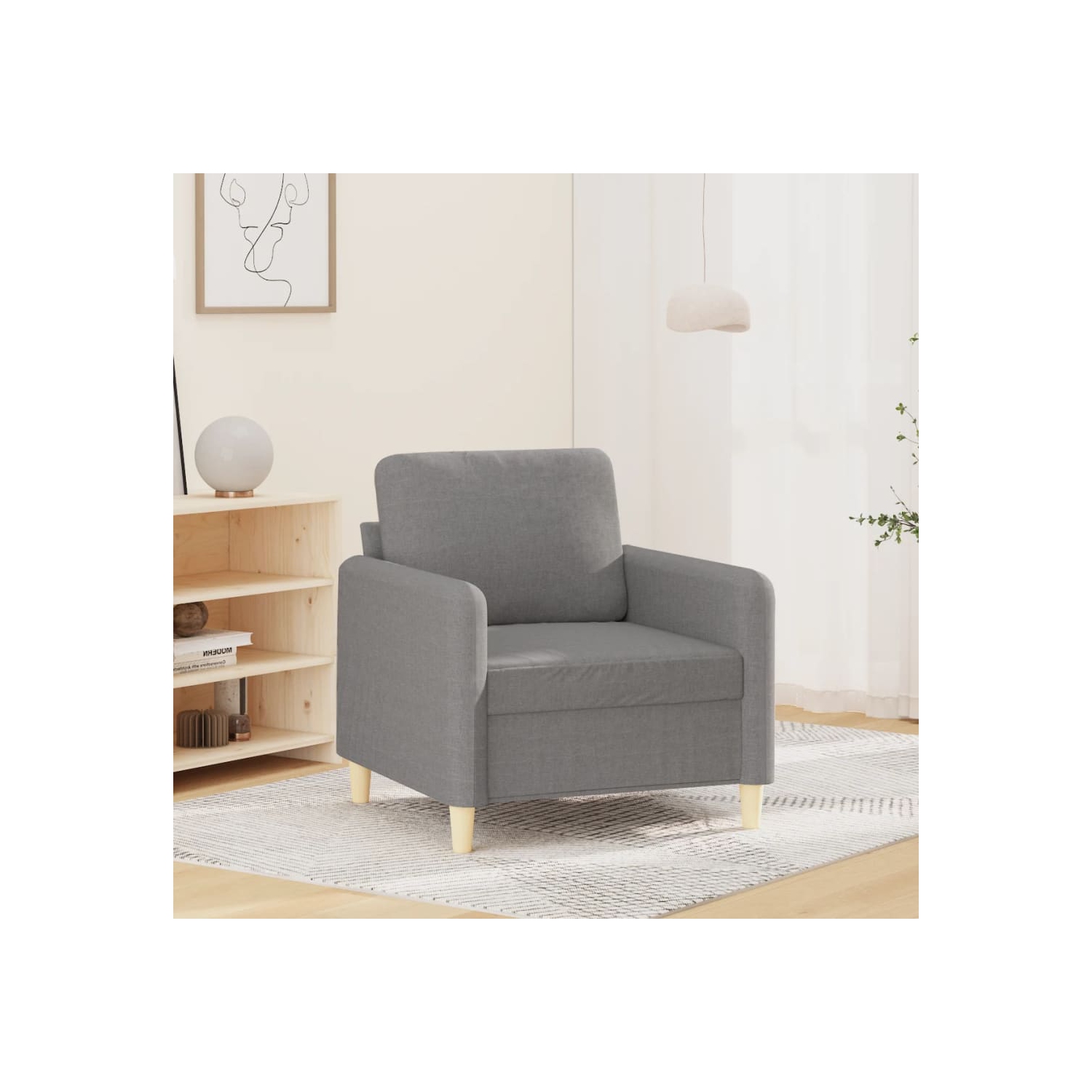 vidaXL Sofa Chair Light Grey 60 cm Fabric