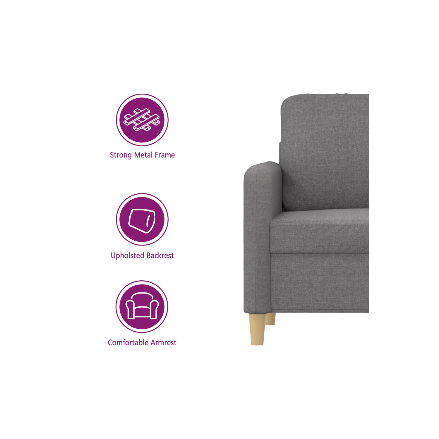 vidaXL Sofa Chair Light Grey 60 cm Fabric