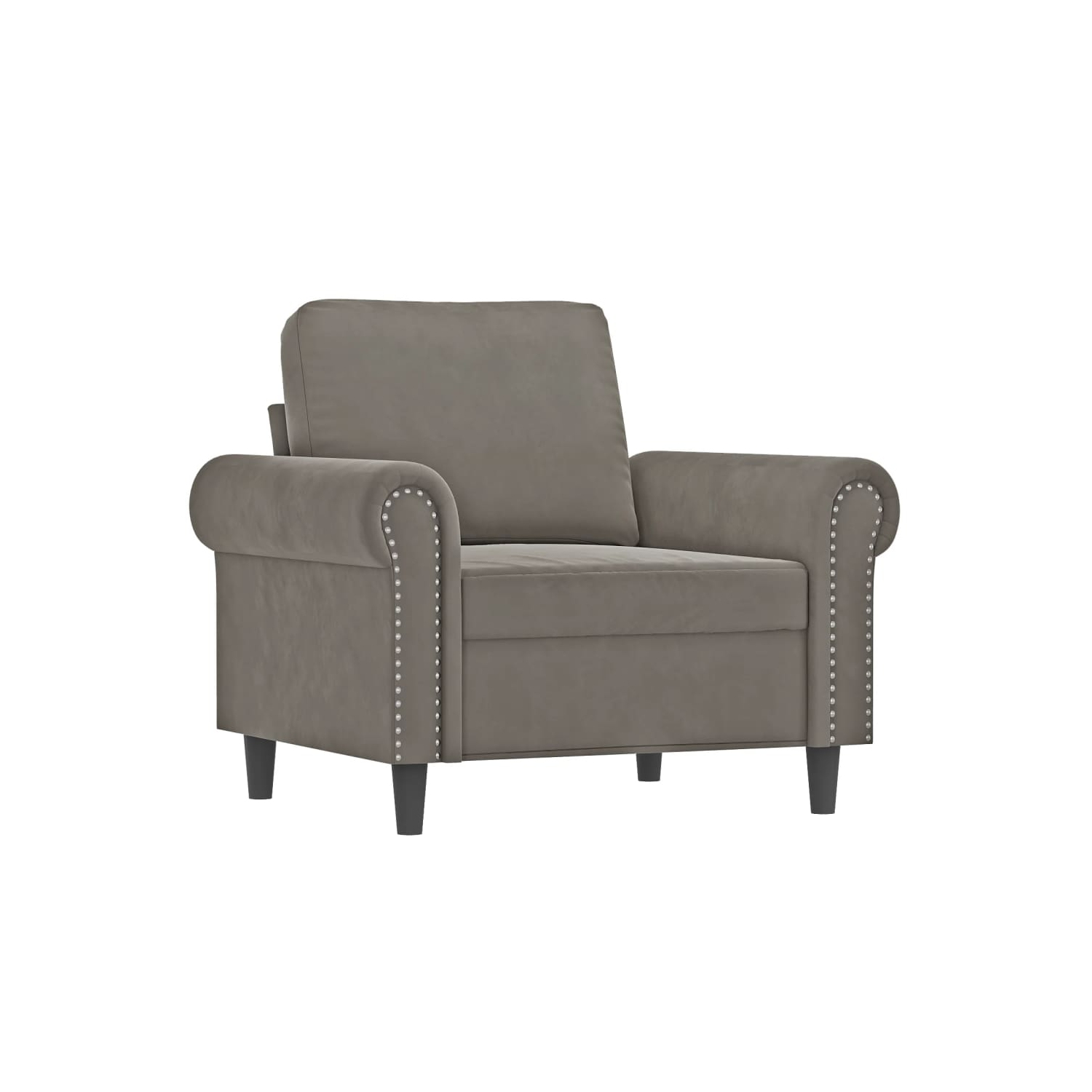Sofa avec fauteuil 60&nbsp;cm en velours gris clair vidaXL