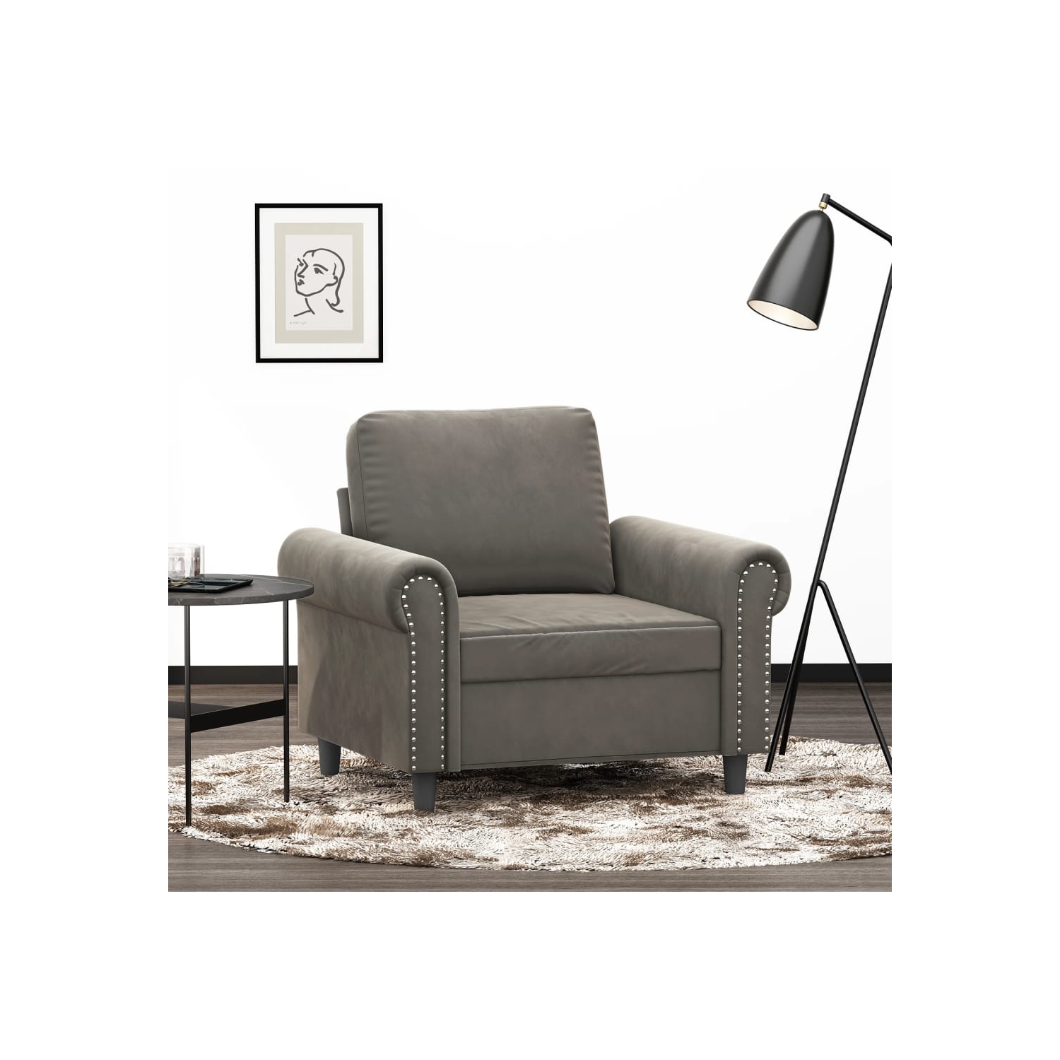 vidaXL Sofa Chair Light Grey 60 cm Velvet
