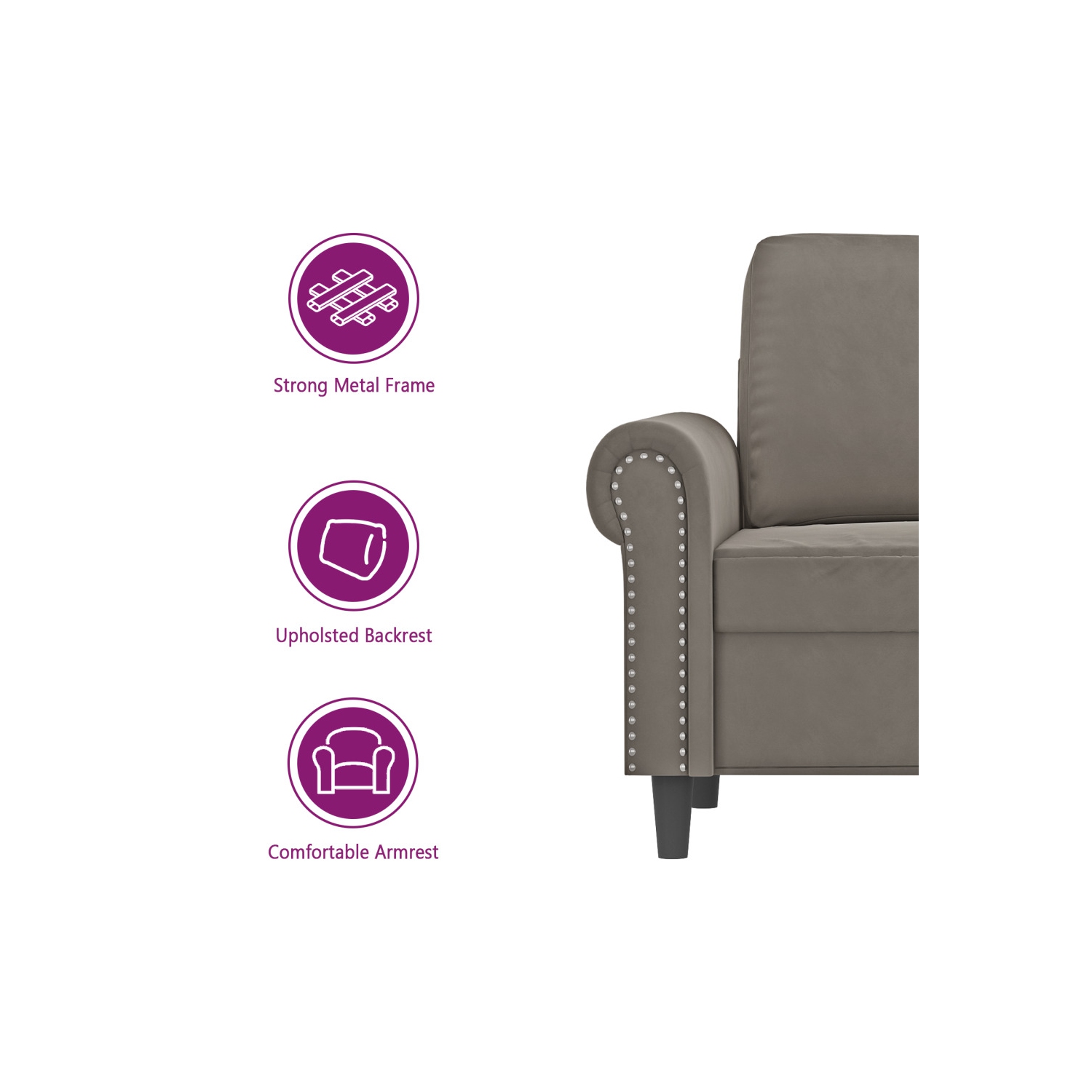 vidaXL Sofa Chair Light Grey 60 cm Velvet