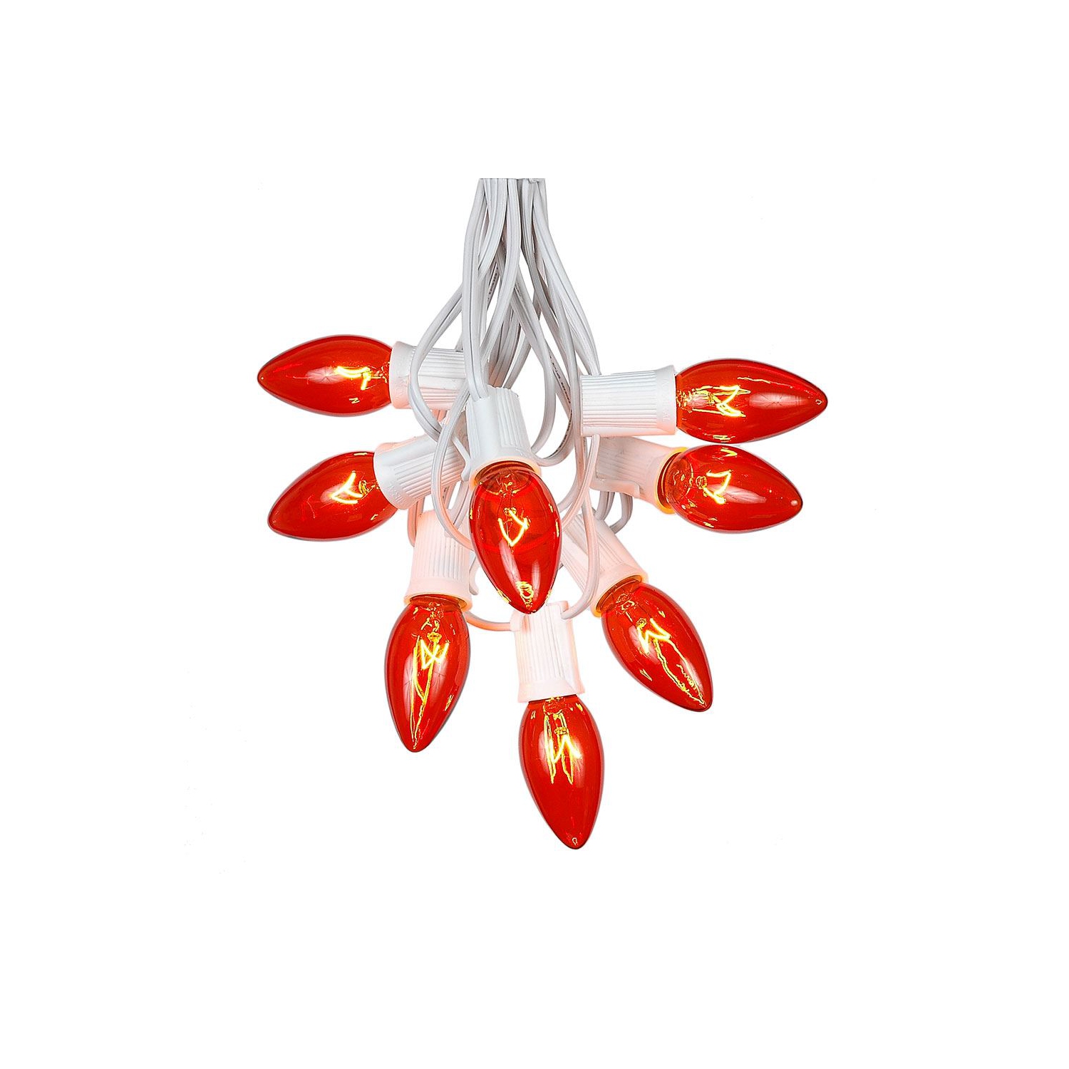 Novelty Lights Hanging Incandescent Christmas String Lights - Retro Traditional C9 Indoor/Outdoor Light Set w/ 25 Mini Bulbs For Roof Lines, Patios