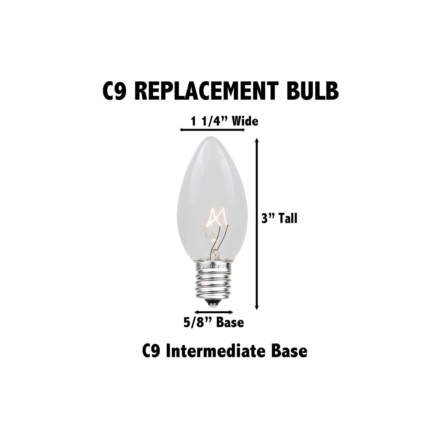 Novelty Lights Hanging Incandescent Christmas String Lights - Retro Traditional C9 Indoor/Outdoor Light Set w/ 25 Mini Bulbs For Roof Lines, Patios
