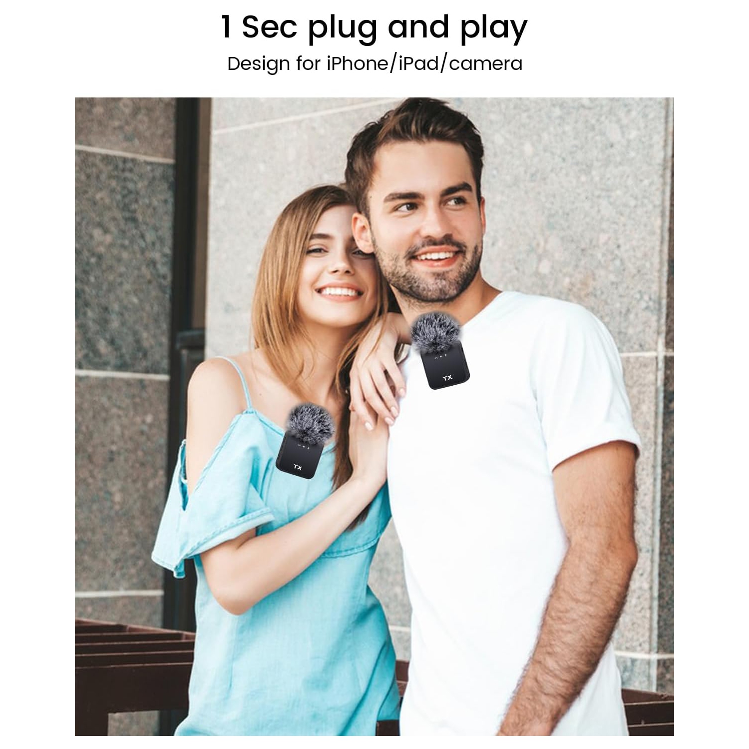 Micro-cravate sans fil 3-en-1 pour iPhone, Android et appareil photo – Portée 328&nbsp;pi, batterie 20H, micro à suppression du bruit pour vidéo,