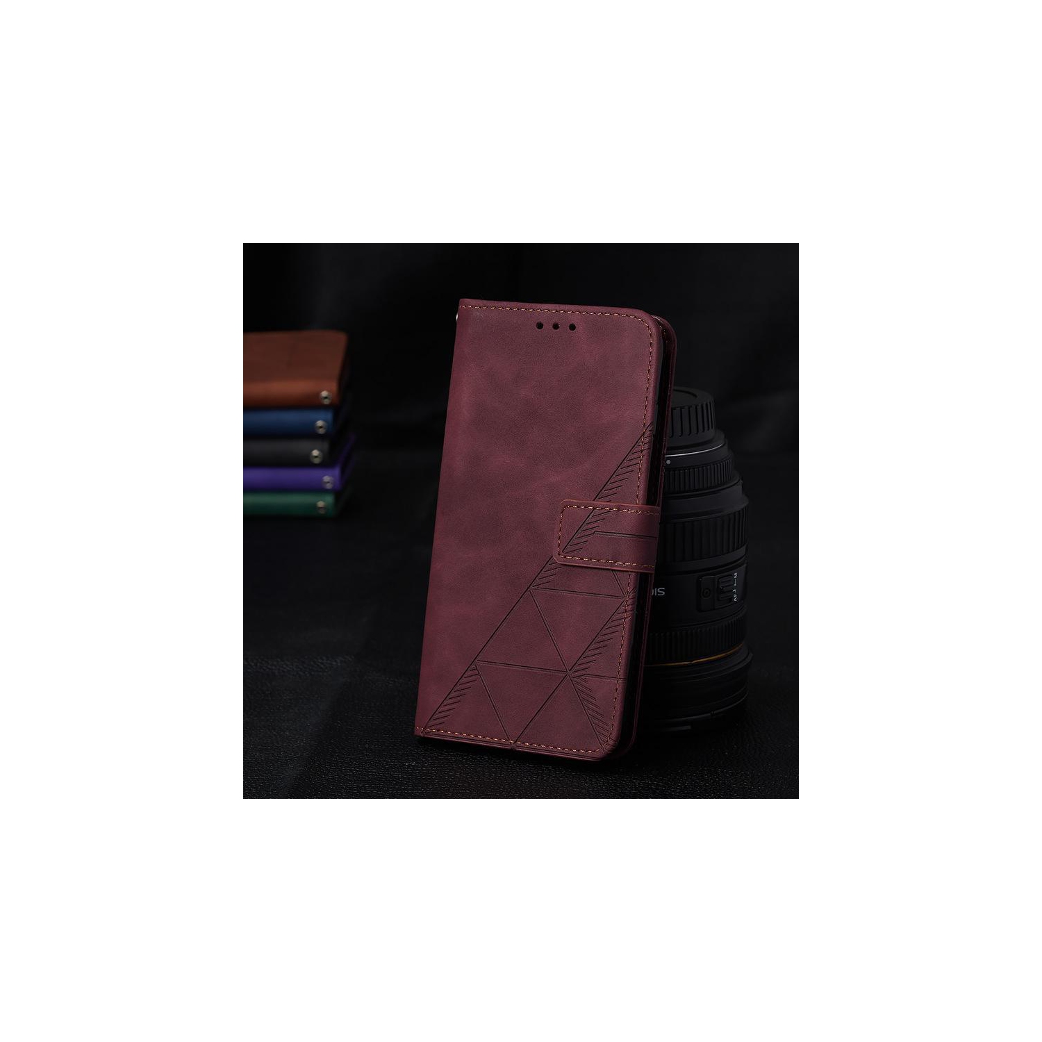 PANDACO Wine Suede Wallet Case for iPhone 14 Plus