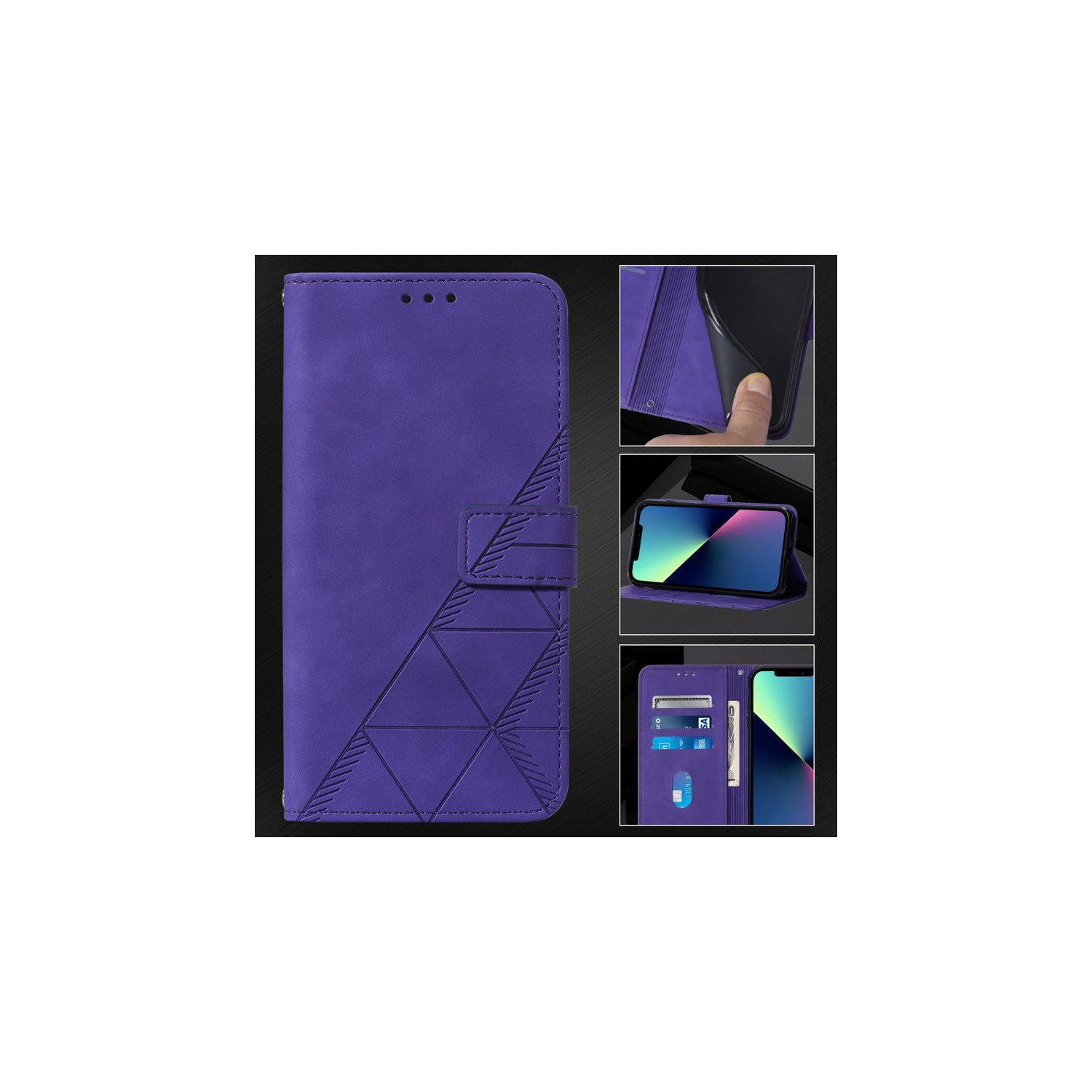 PANDACO Purple Suede Wallet Case for iPhone XR