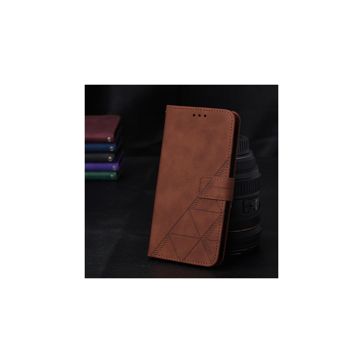 PANDACO Brown Suede Wallet Case for iPhone 14 Pro Max