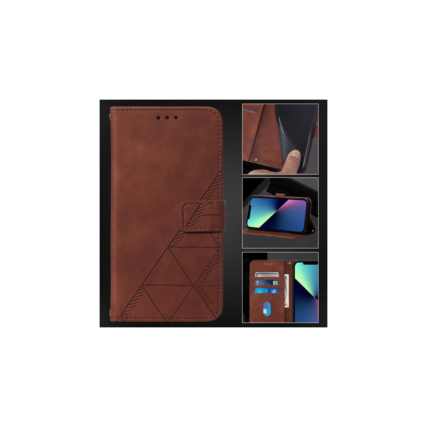 Étui portefeuille en suède brun PANDACO pour iPhone 11