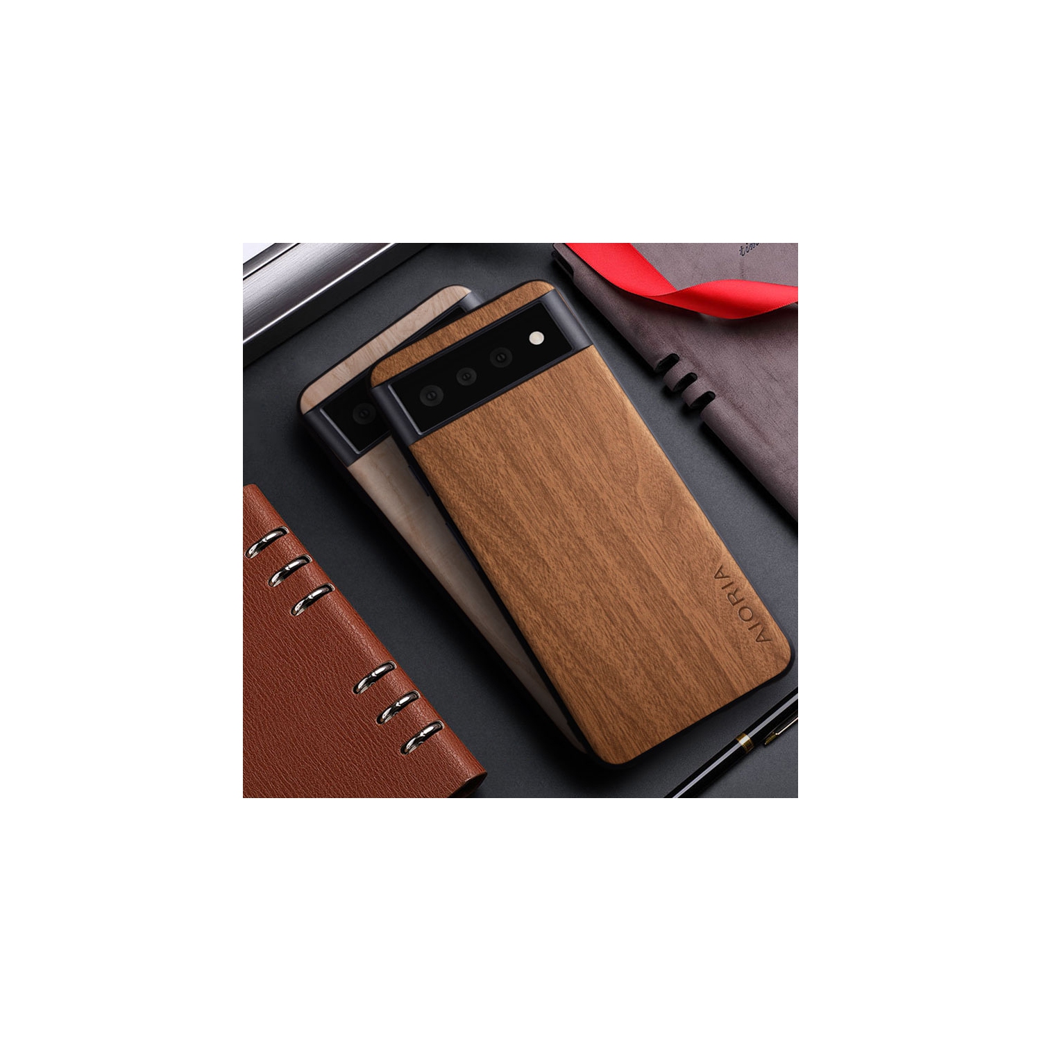 Google Pixel 6A case Bamboo Wood Pattern Leather Coque Back Ciover Phone Case